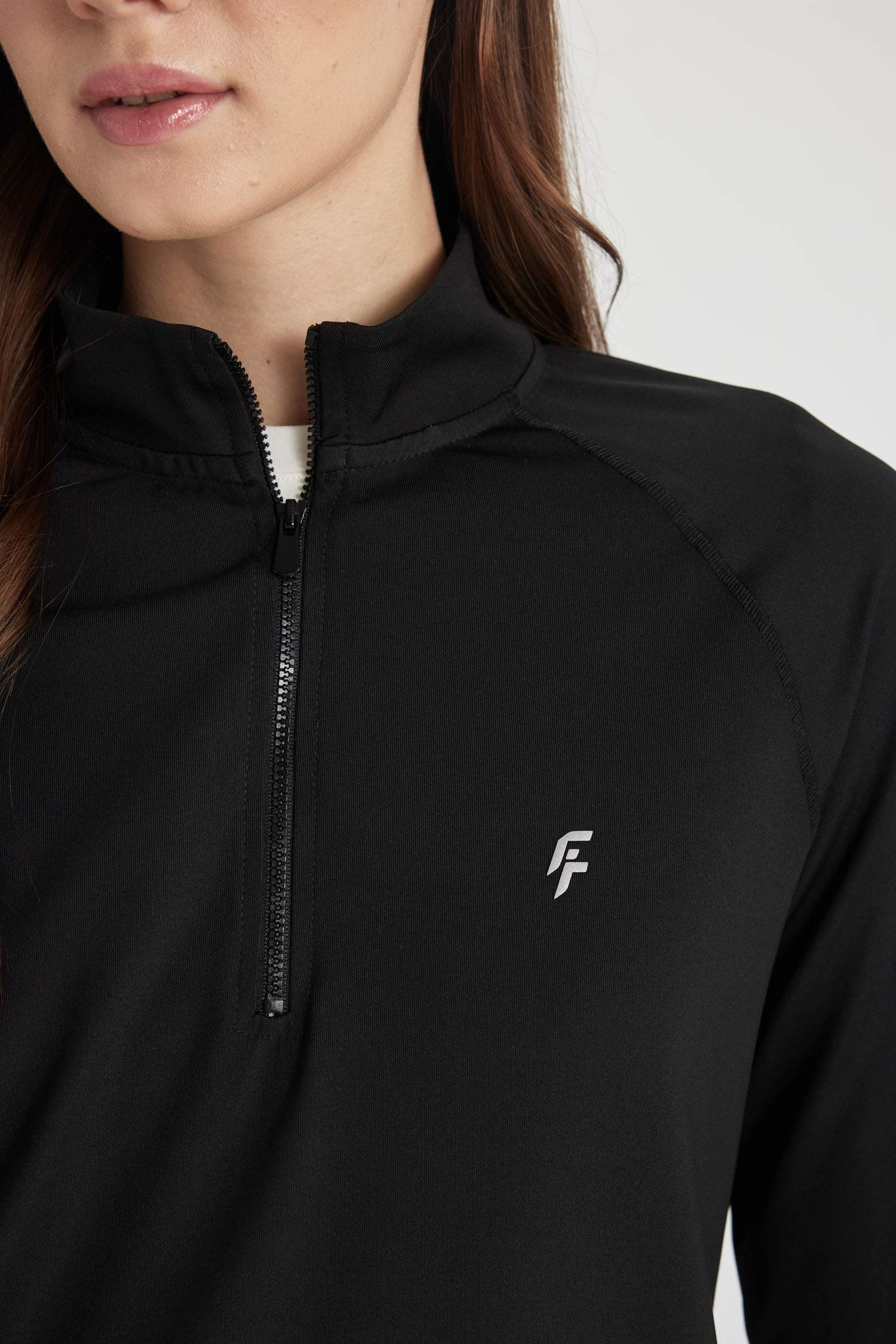 DeFactoFit Long Fit Dik Yaka Baskılı Sporcu Uzun Kollu Tişört