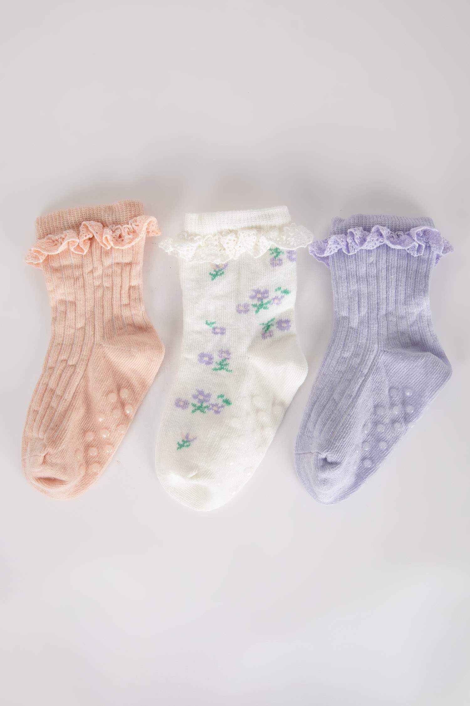 Chaussettes Longues Coton Pour BéBé Fille - 3 Pièces