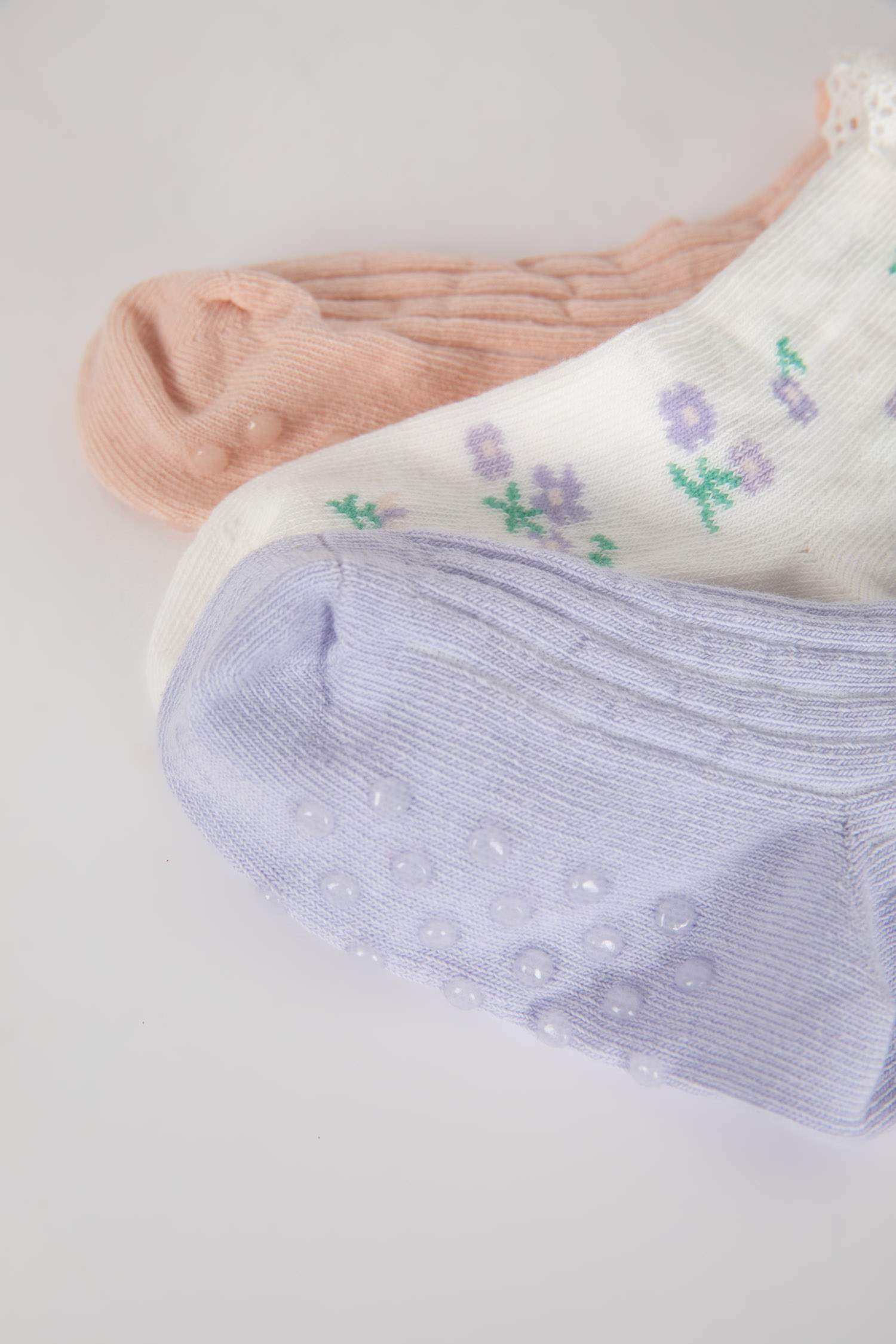 Chaussettes Longues Coton Pour BéBé Fille - 3 Pièces