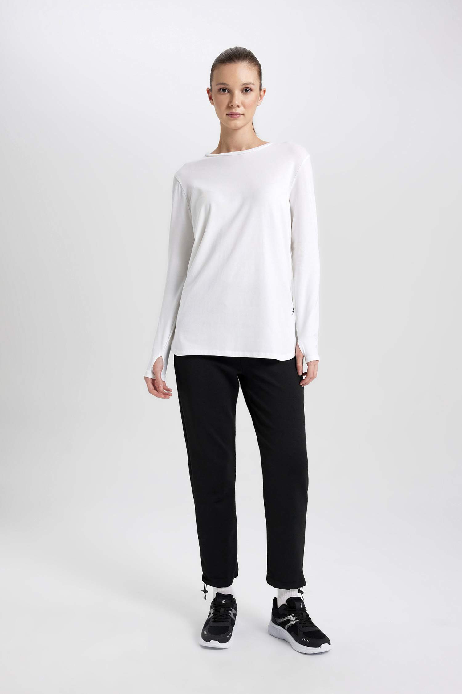 DeFactoFit Long Fit Crew Neck Sports Long Sleeve T-Shirt