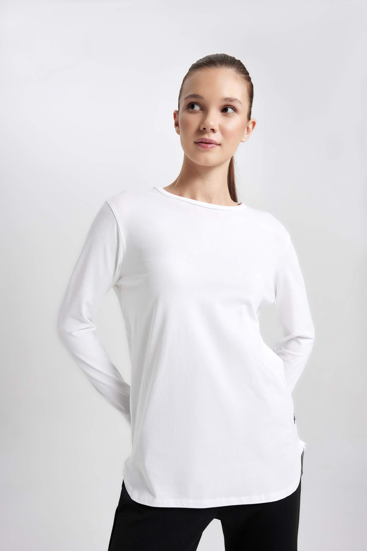 DeFactoFit Long Fit Crew Neck Sports Long Sleeve T-Shirt