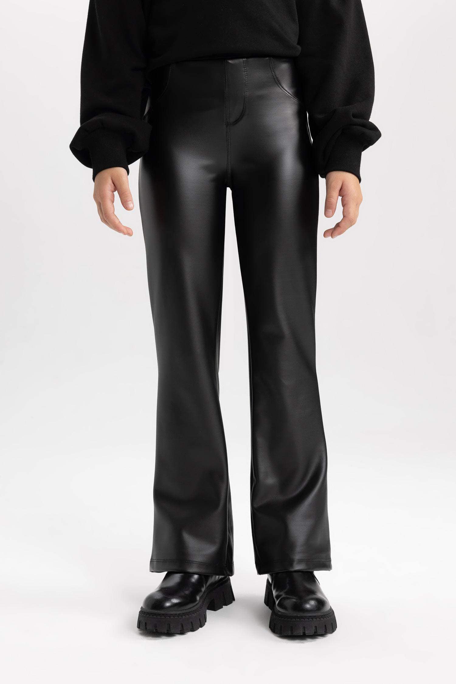 Scoop Girls Faux Leather Flare Leggings, Sizes 4-18