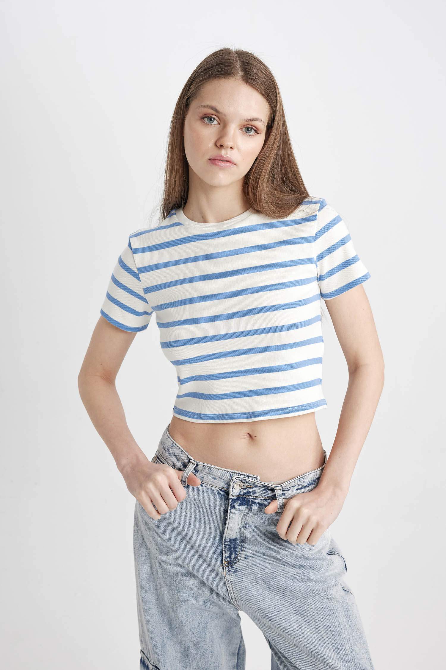 Slim Fit Striped Ribana Short Sleeve T-Shirt