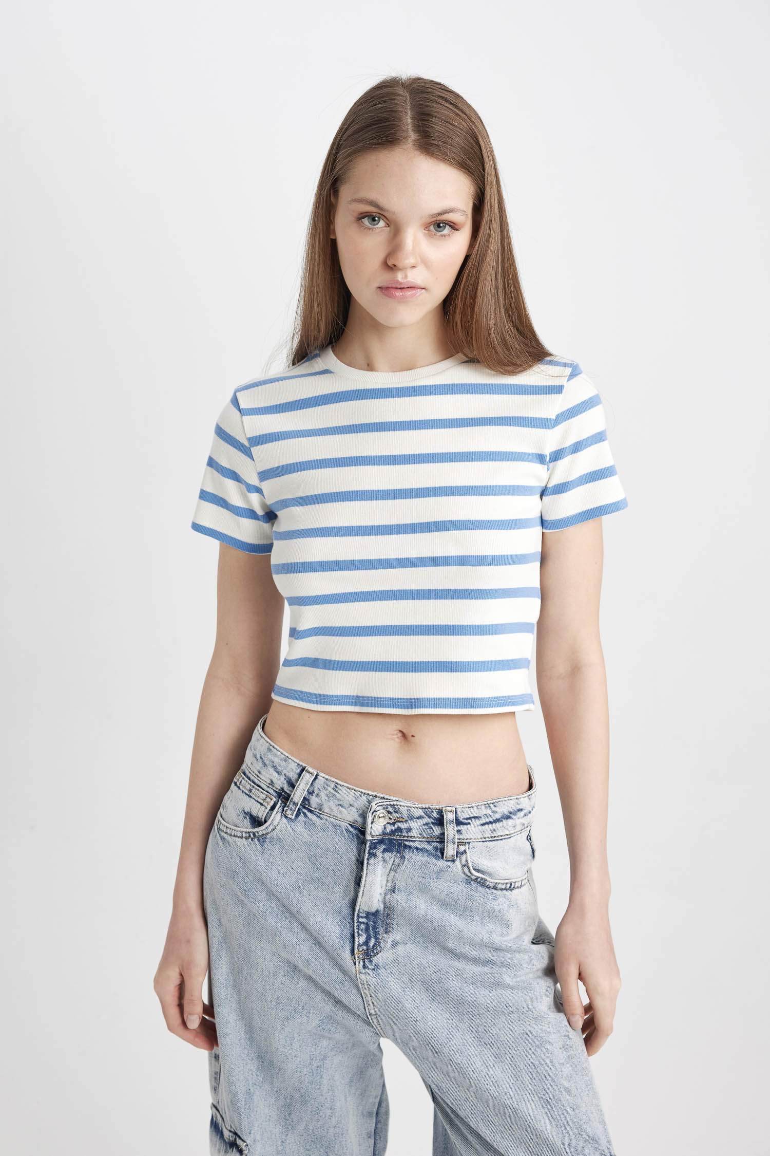Slim Fit Striped Ribana Short Sleeve T-Shirt