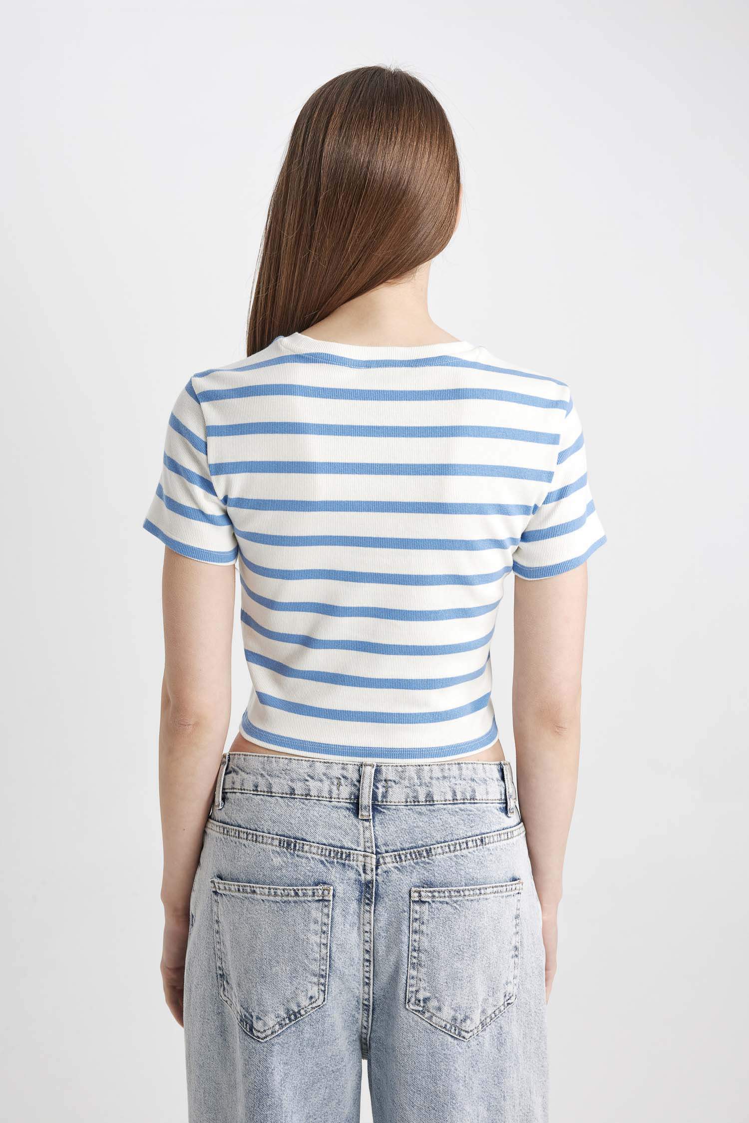 Slim Fit Striped Ribana Short Sleeve T-Shirt