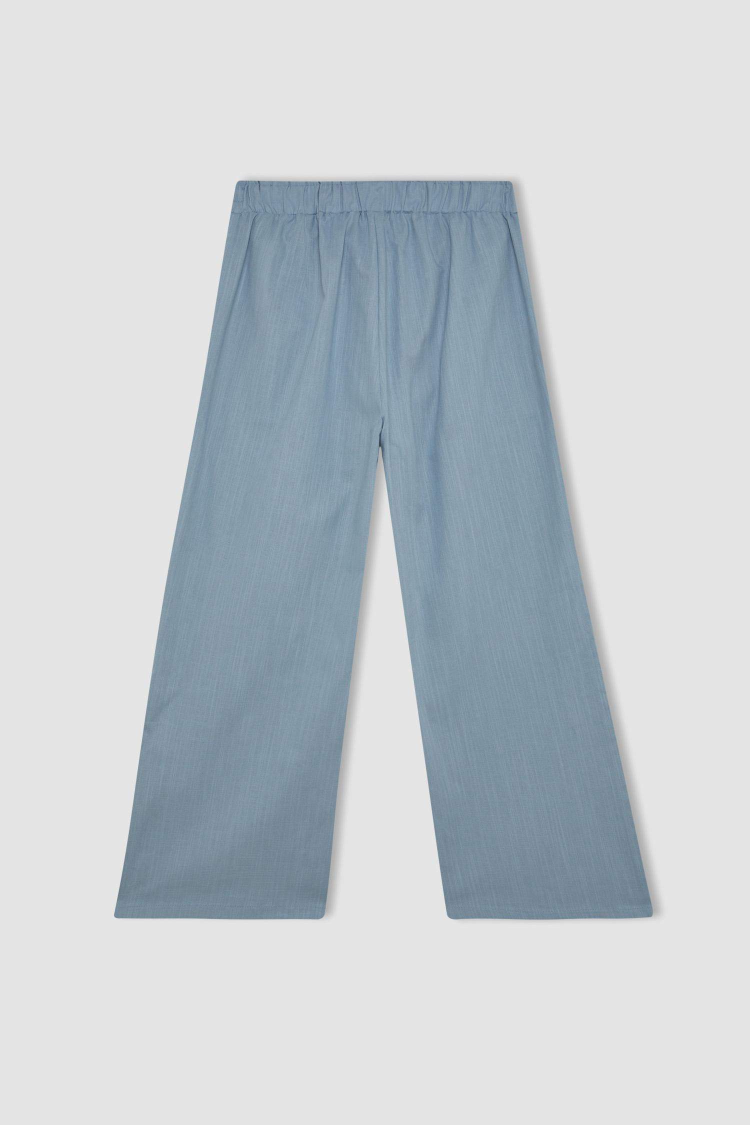 Pantalon capri aspect lin à jambes larges