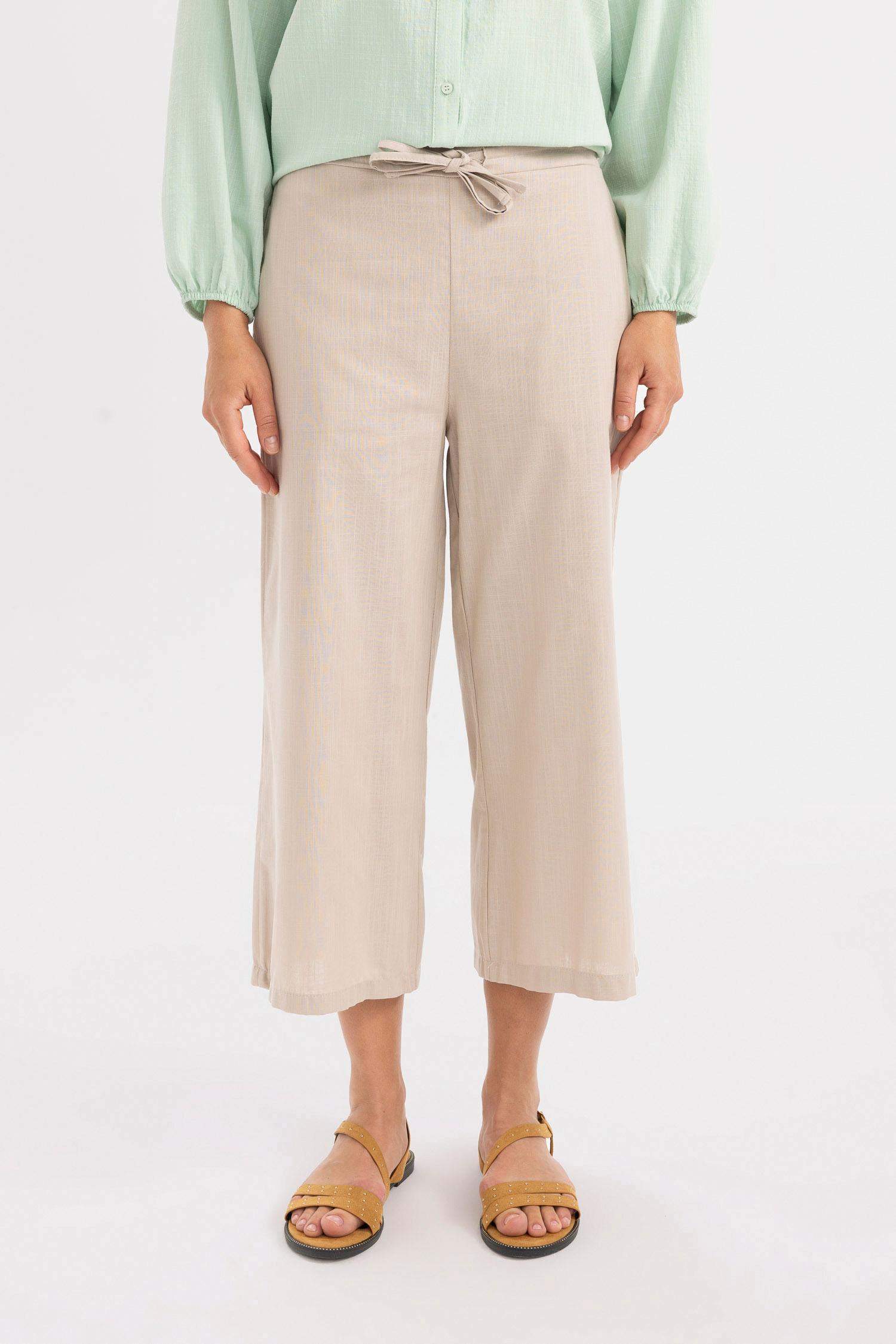 Wide Leg Linen Look Capri