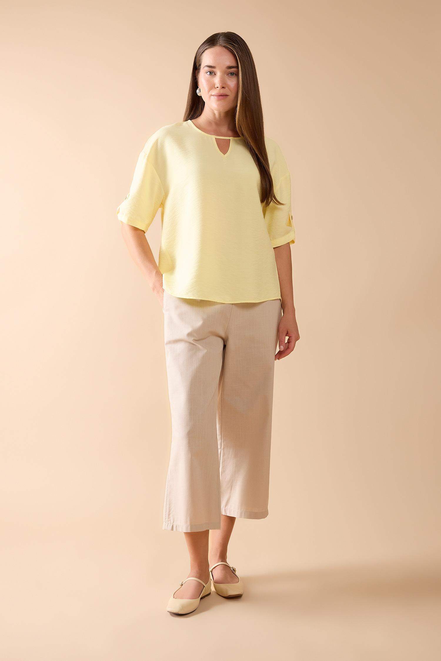 Wide Leg Linen Look Capri