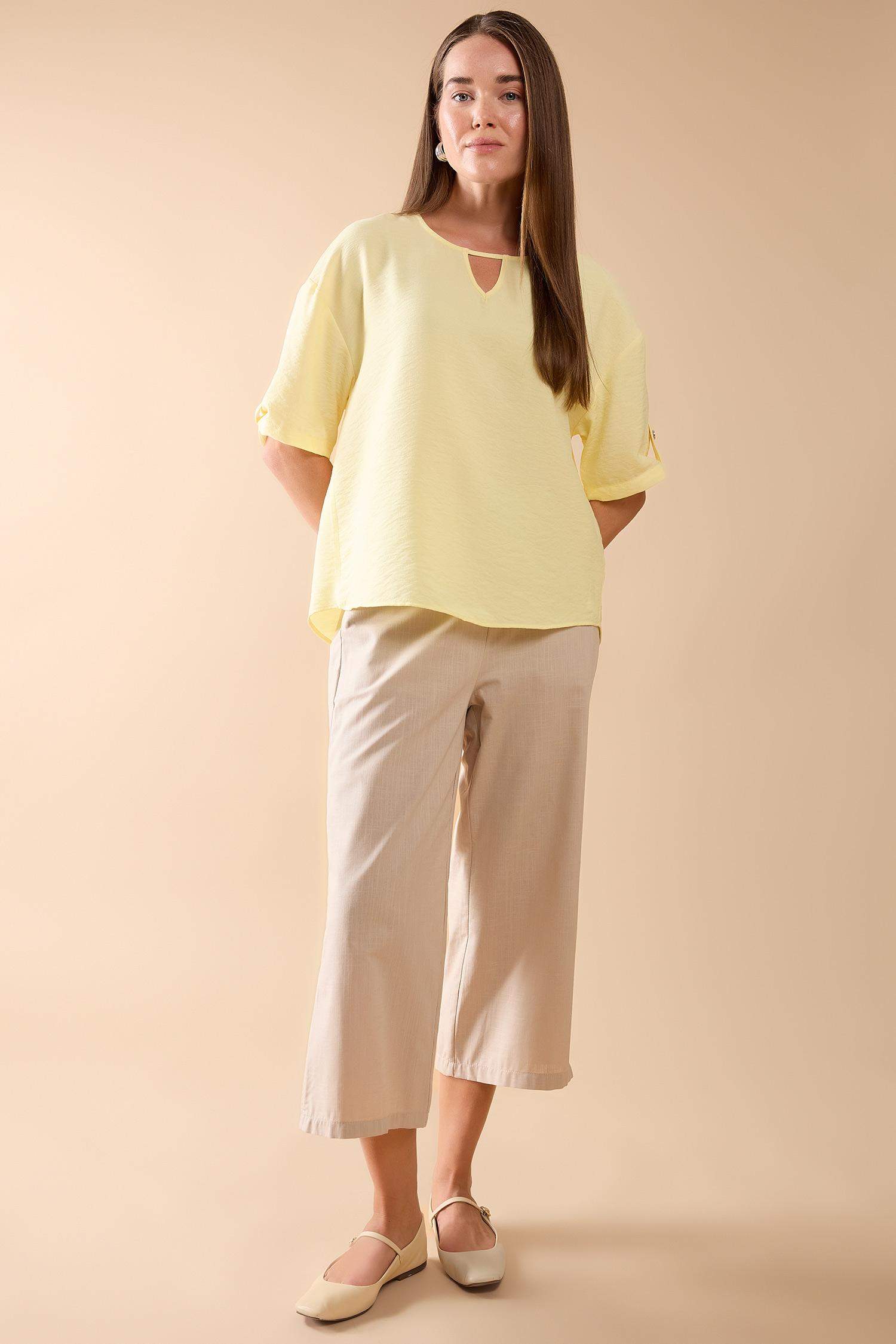 Wide Leg Linen Look Capri