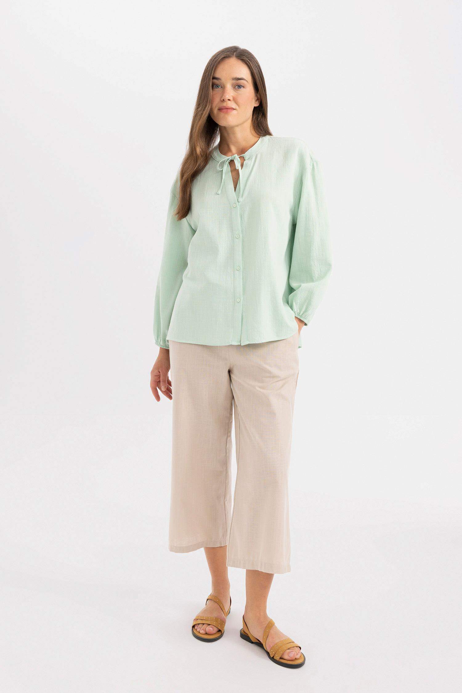 Wide Leg Linen Look Capri