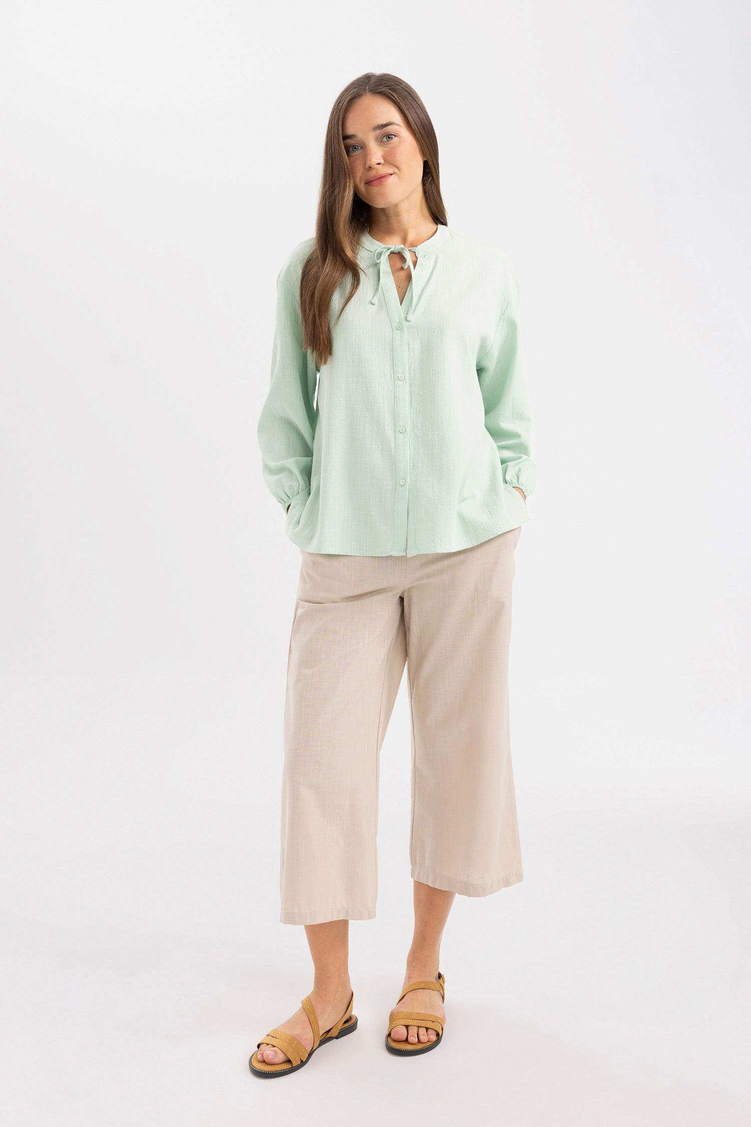 Wide Leg Linen Look Capri