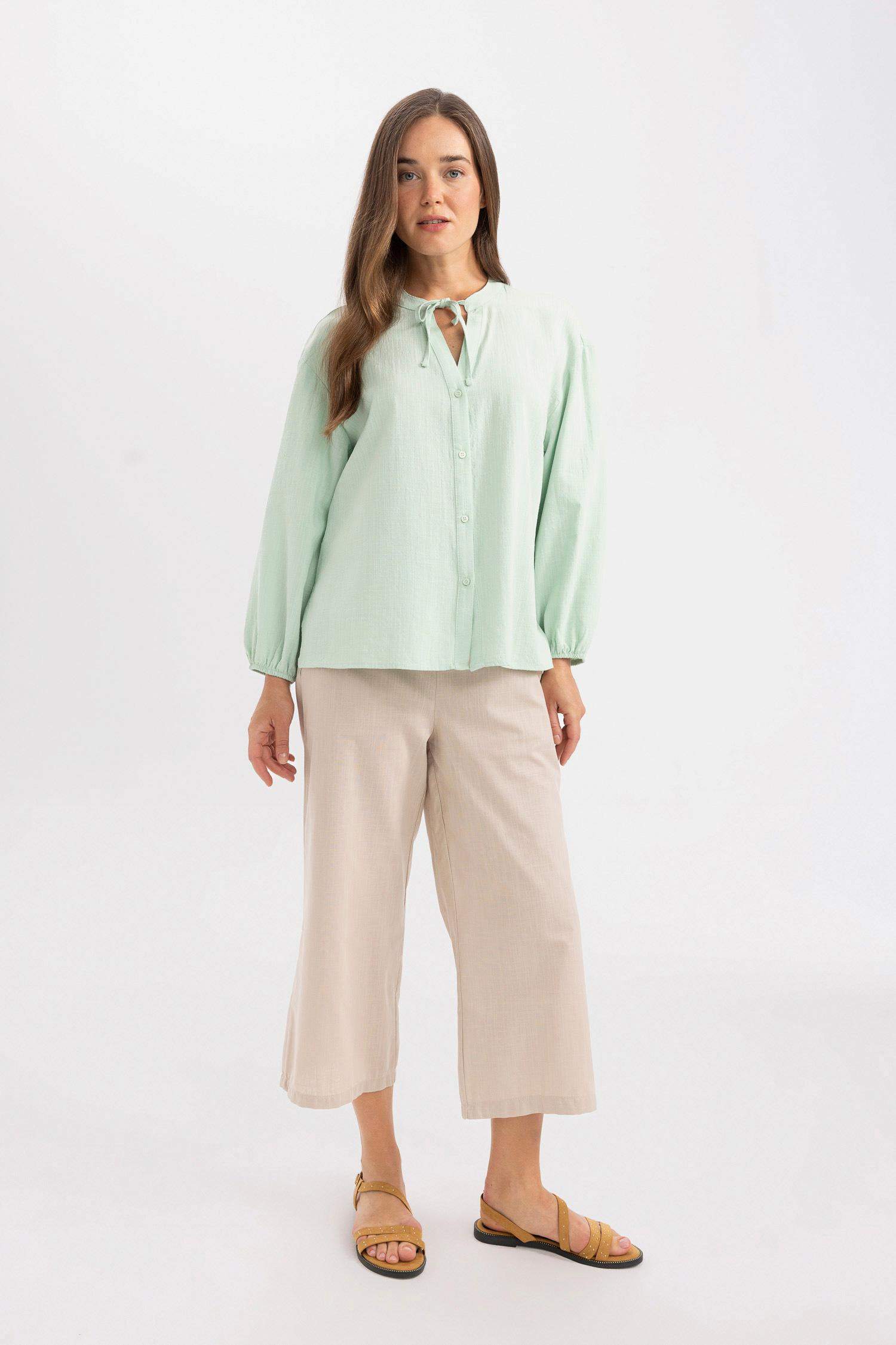 Wide Leg Linen Look Capri