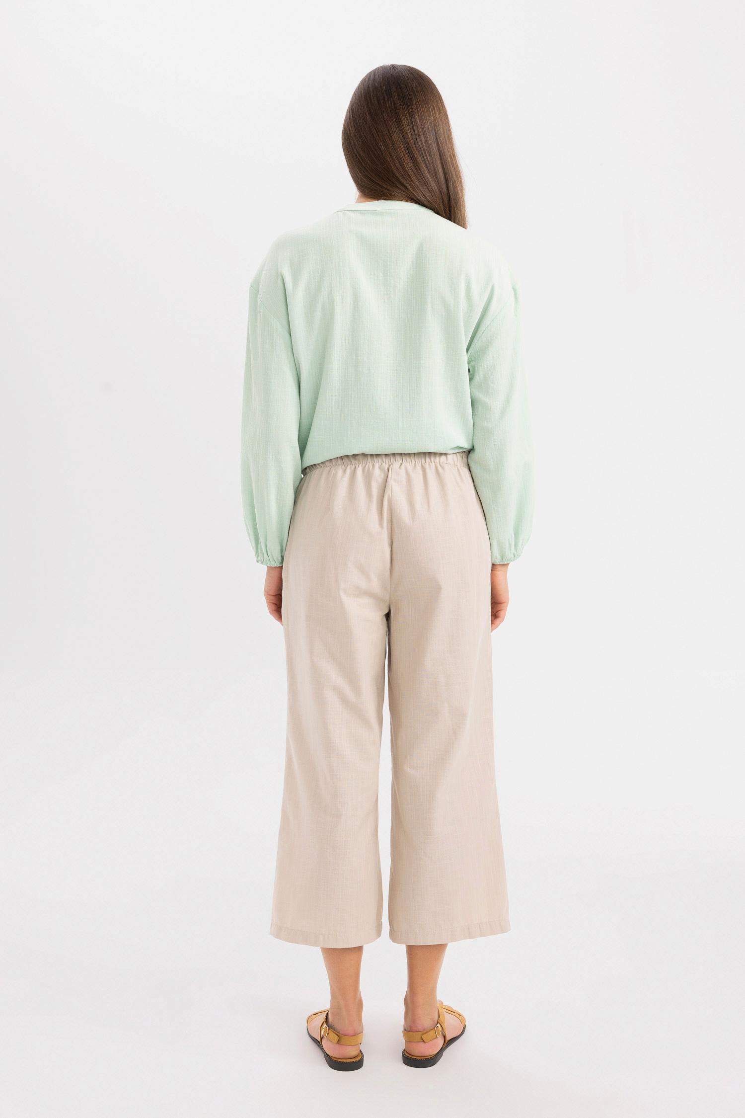 Wide Leg Linen Look Capri
