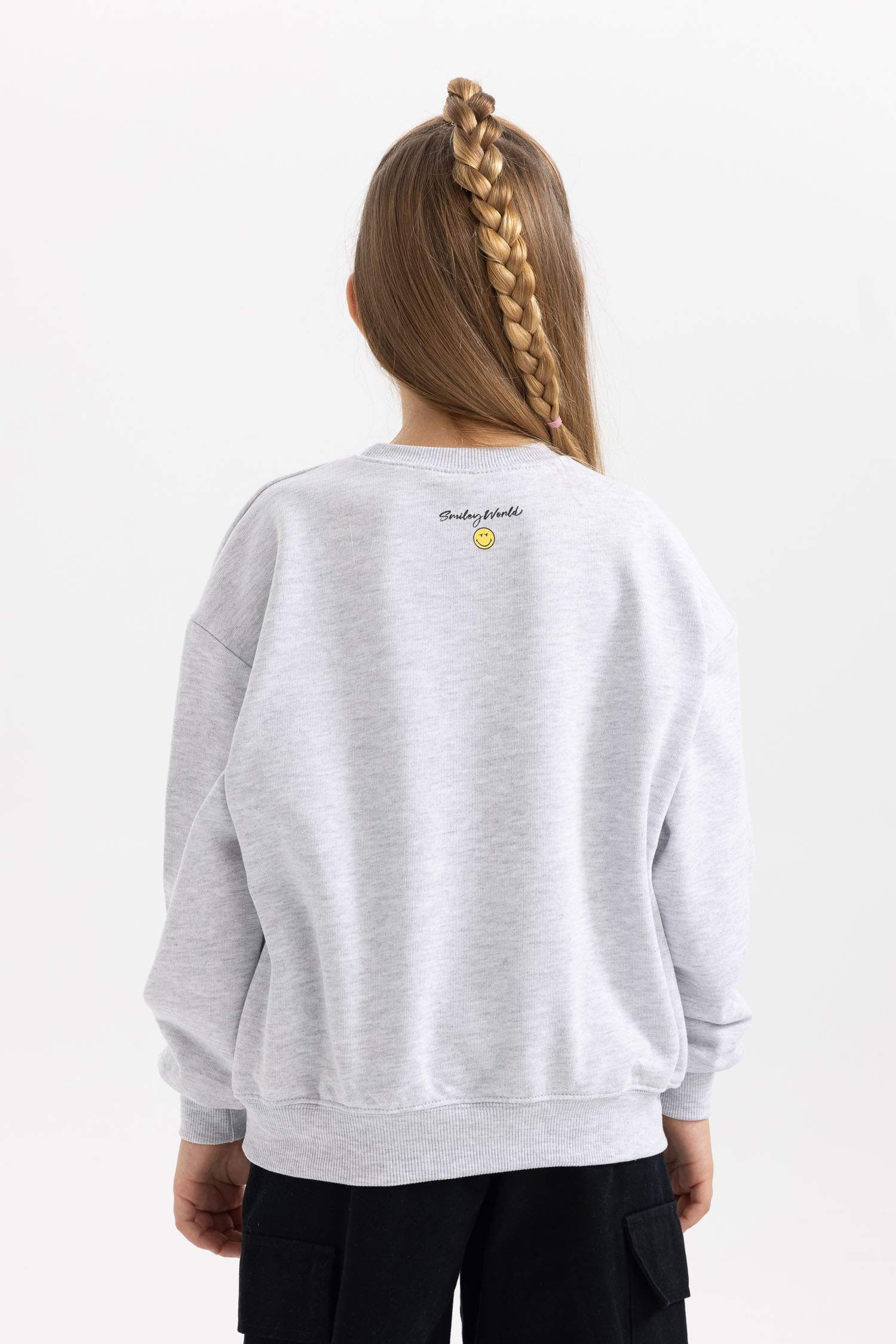 Kız Çocuk SmileyWorld Relax Fit Bisiklet Yaka Sweatshirt