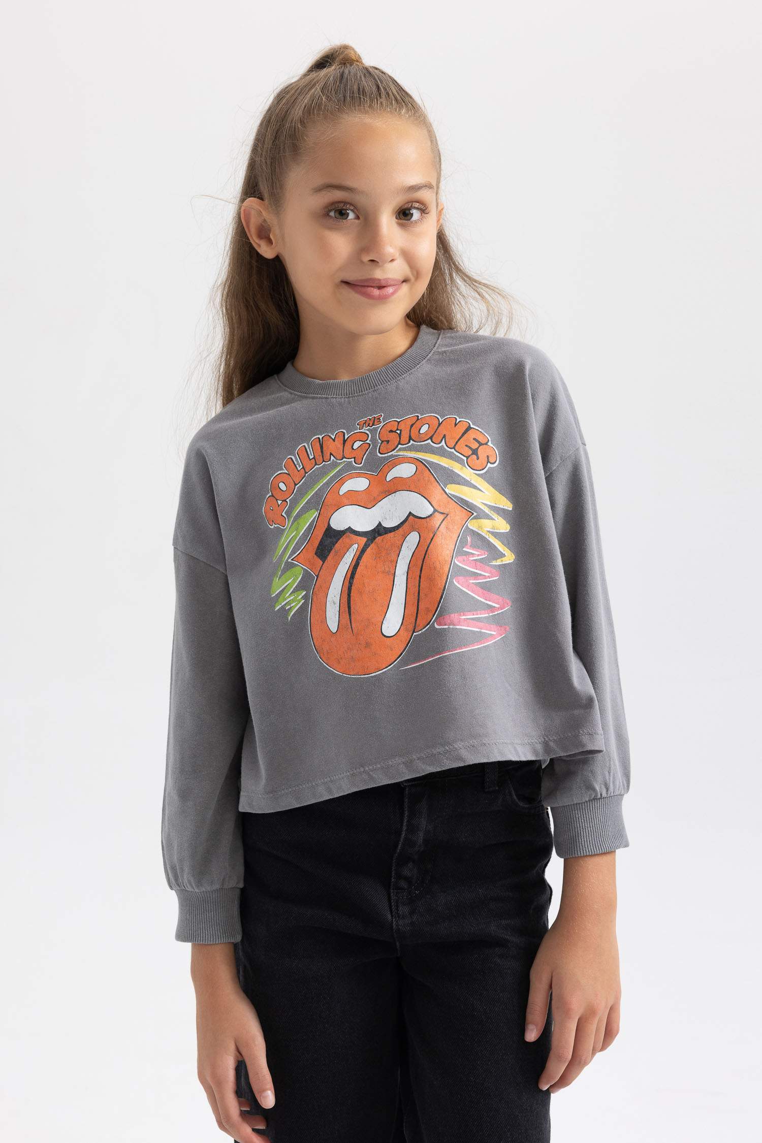 Футболка свободного кроя Rolling Stones для девочек