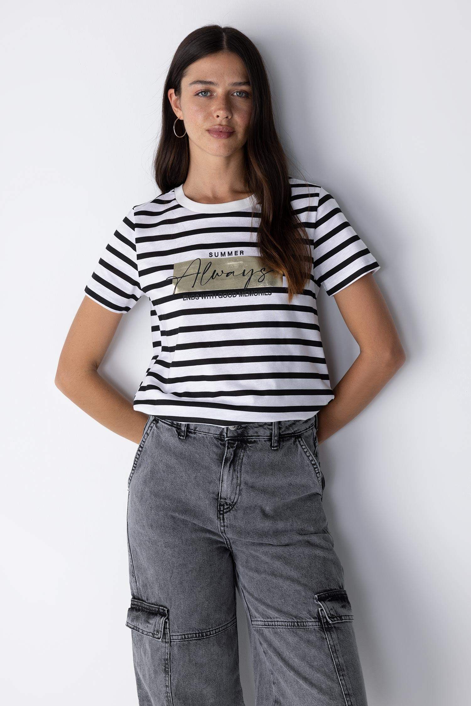 Regular Fit Crew Neck Slogan Short Sleeve T-Shirt