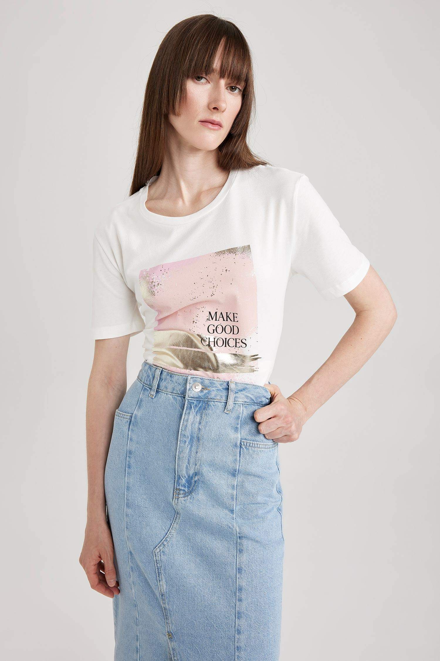 Regular Fit Crew Neck Printed Short Sleeve T-Shirt