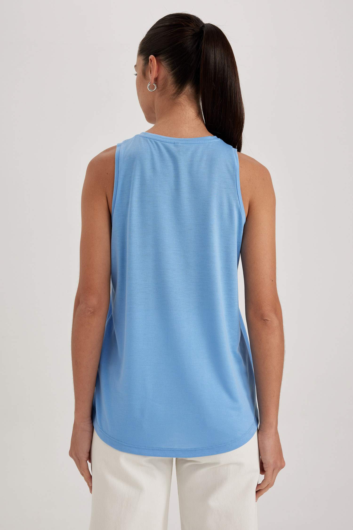 Regular Fit Slogan Printed Sleeveless T-Shirt