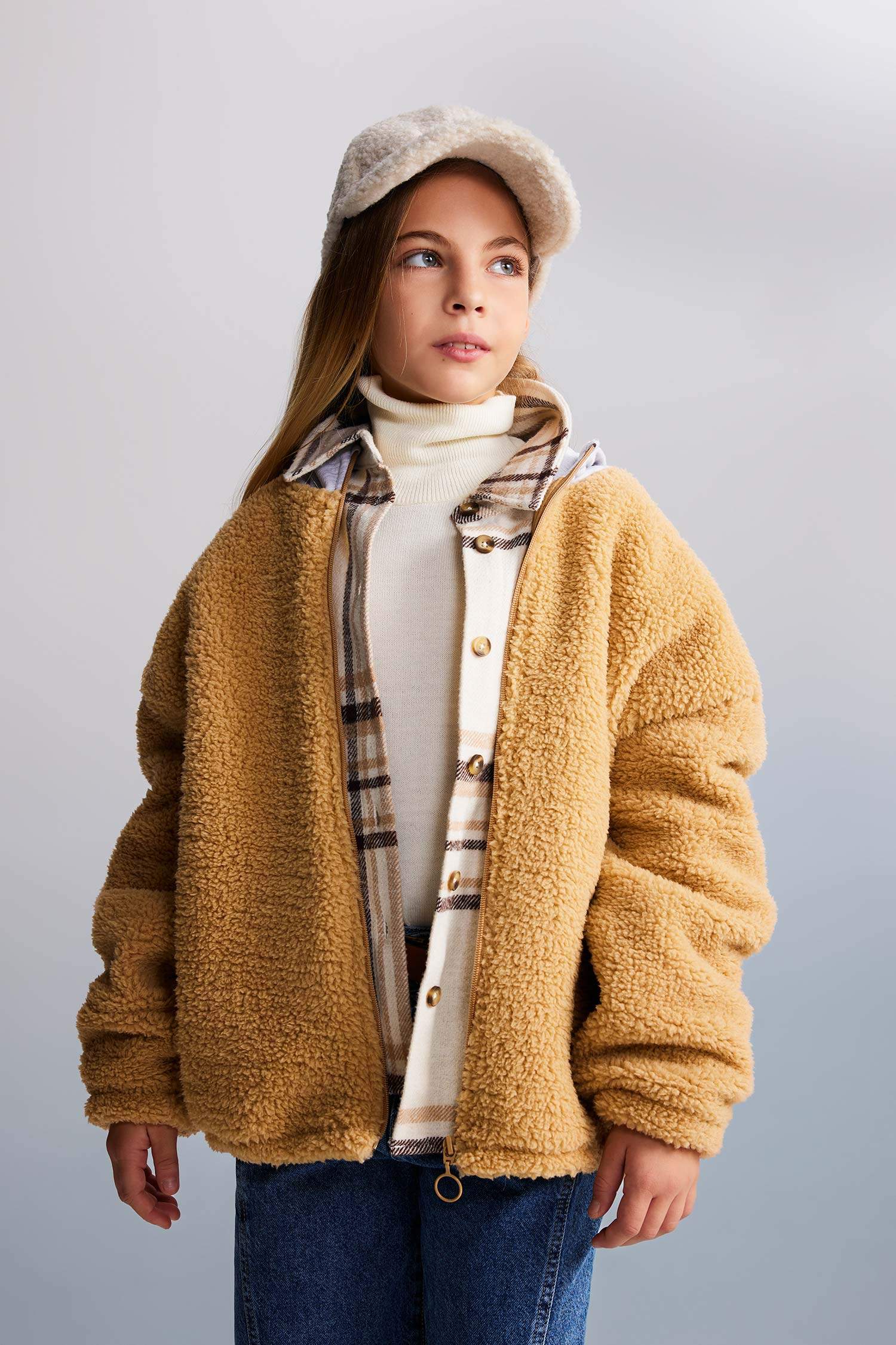 Плюшевый кардиган с капюшоном для девочек
