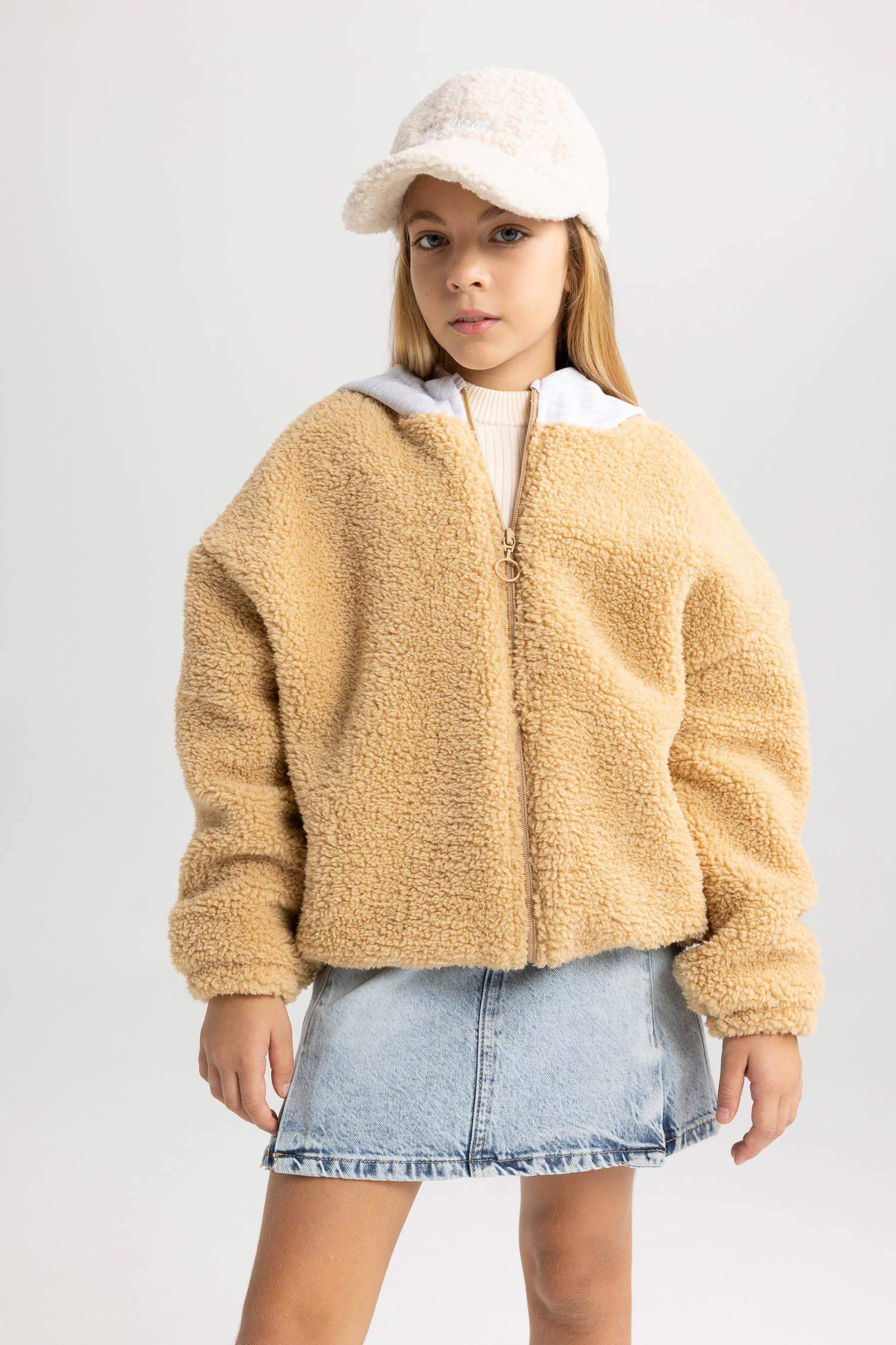 Плюшевый кардиган с капюшоном для девочек