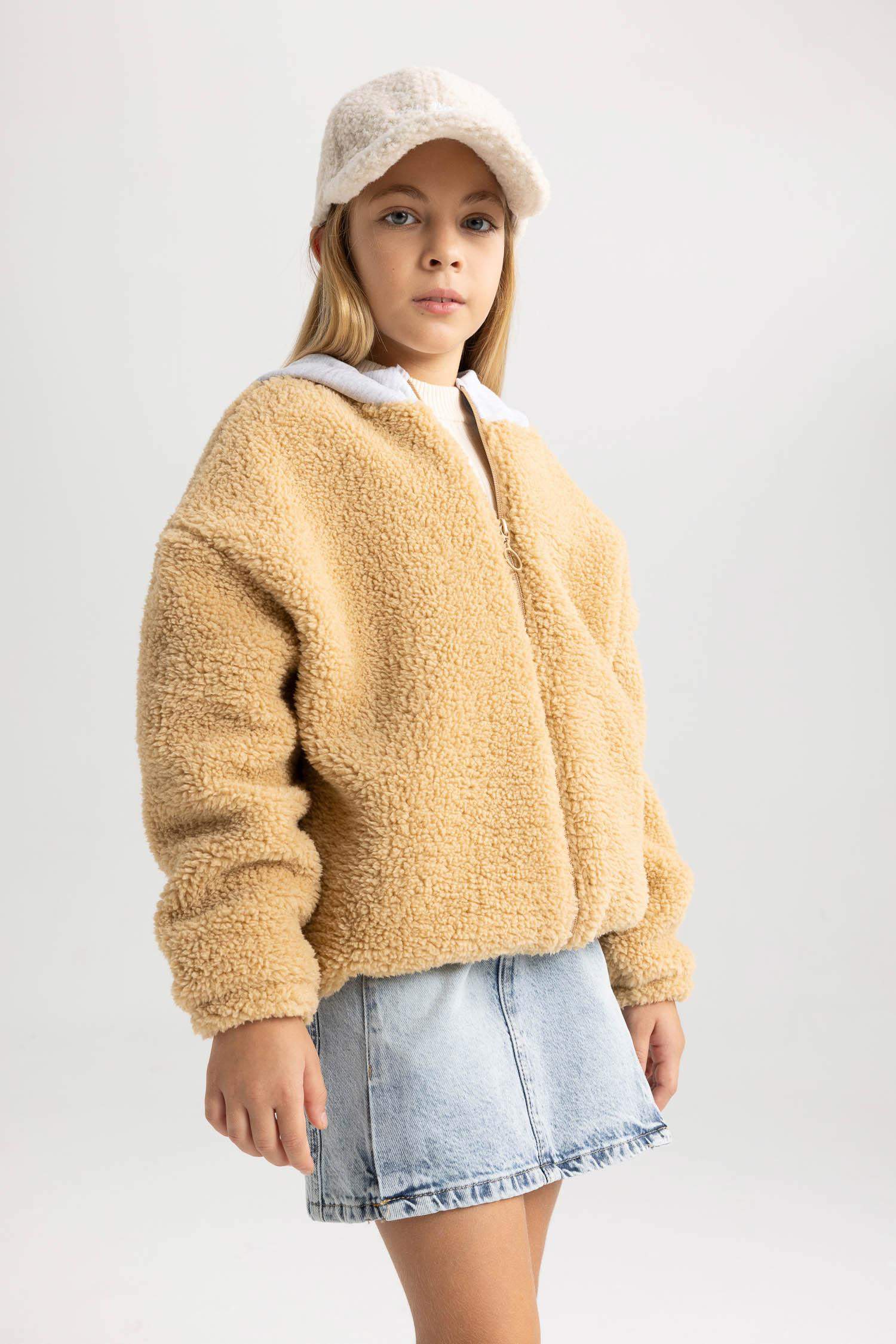 Плюшевый кардиган с капюшоном для девочек