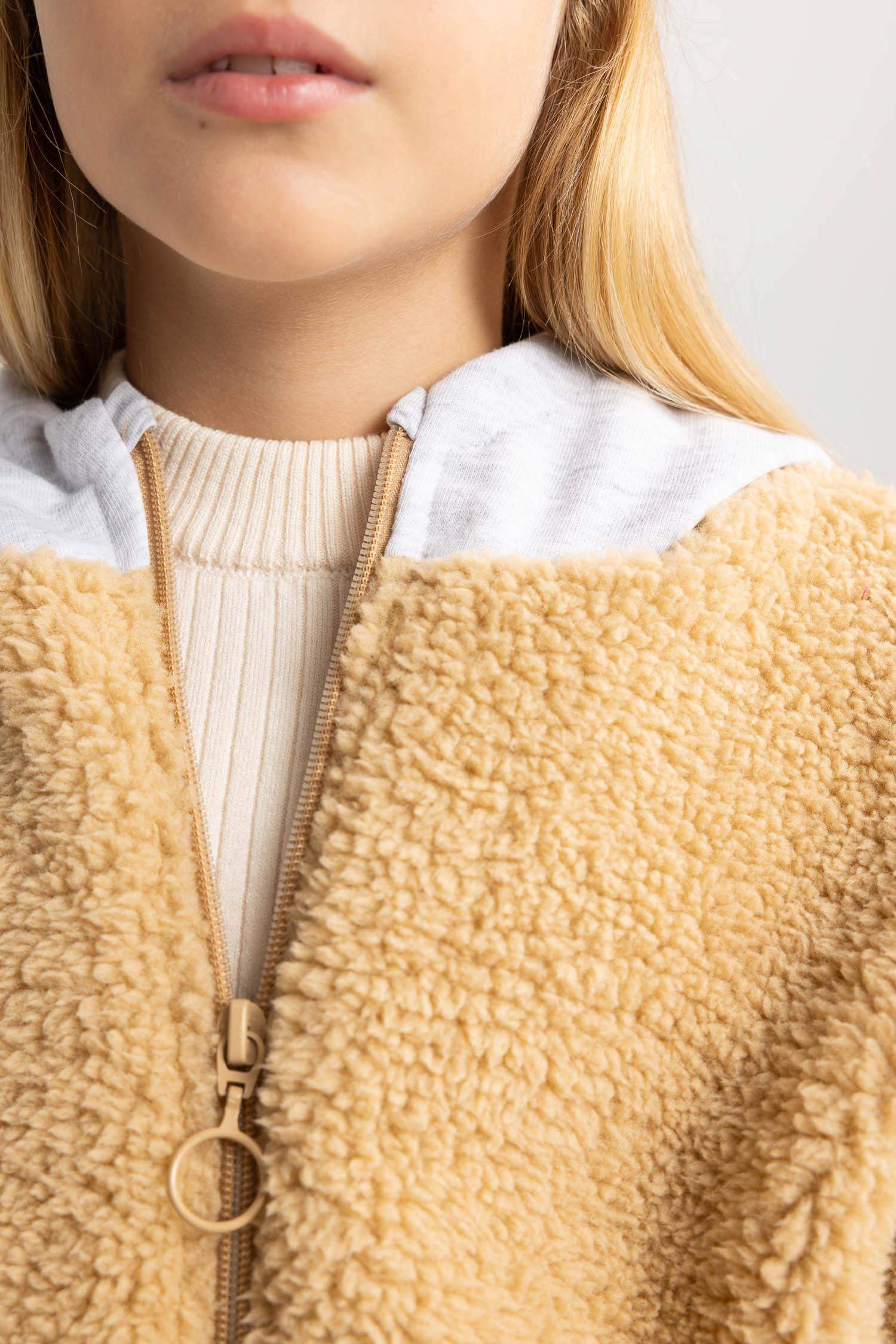 Плюшевый кардиган с капюшоном для девочек