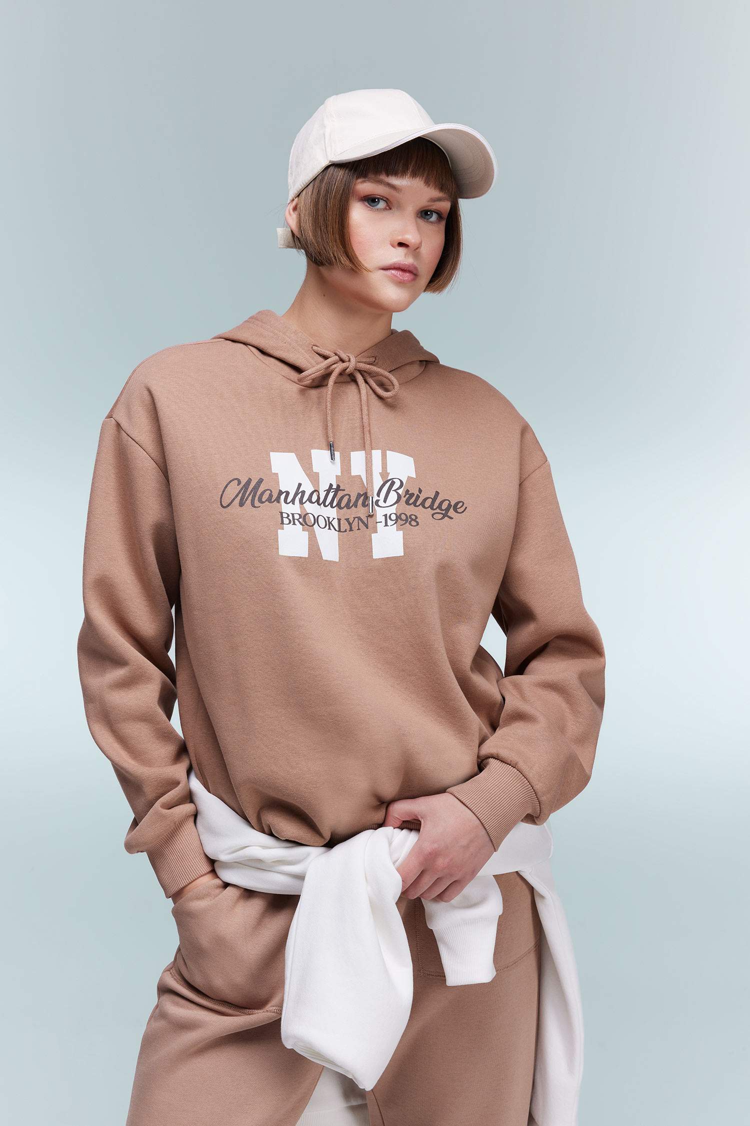 Relax Fit Hooded Thick Sweatshirt Fabric Sweatshirt