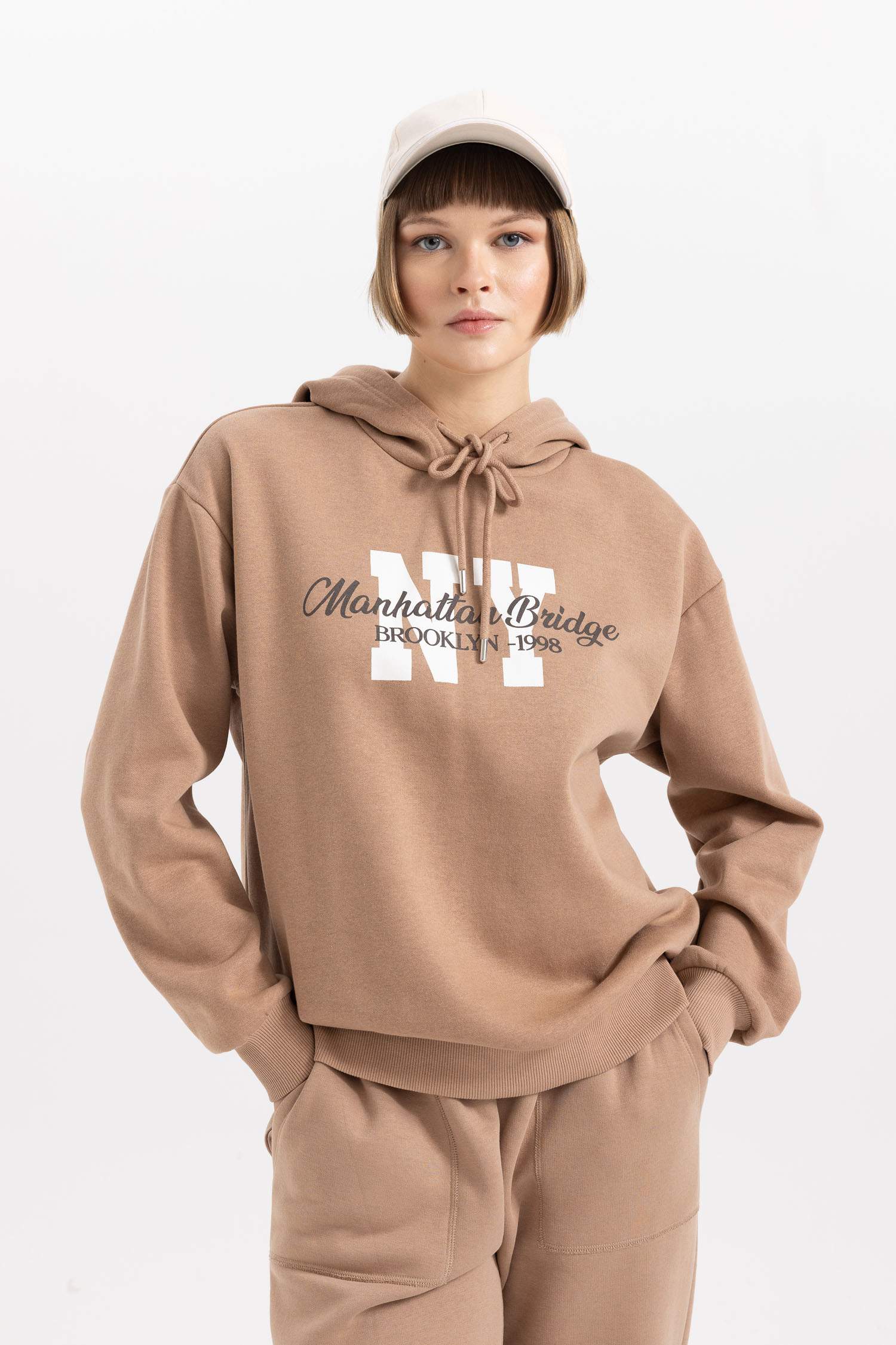 Relax Fit Hooded Thick Sweatshirt Fabric Sweatshirt
