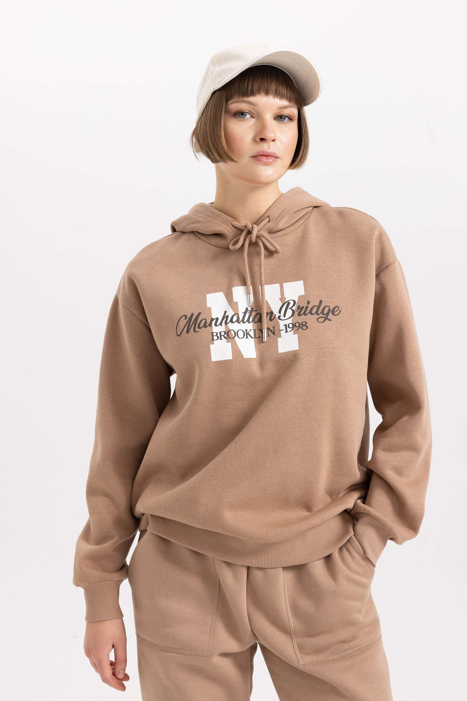 Relax Fit Hooded Thick Sweatshirt Fabric Sweatshirt