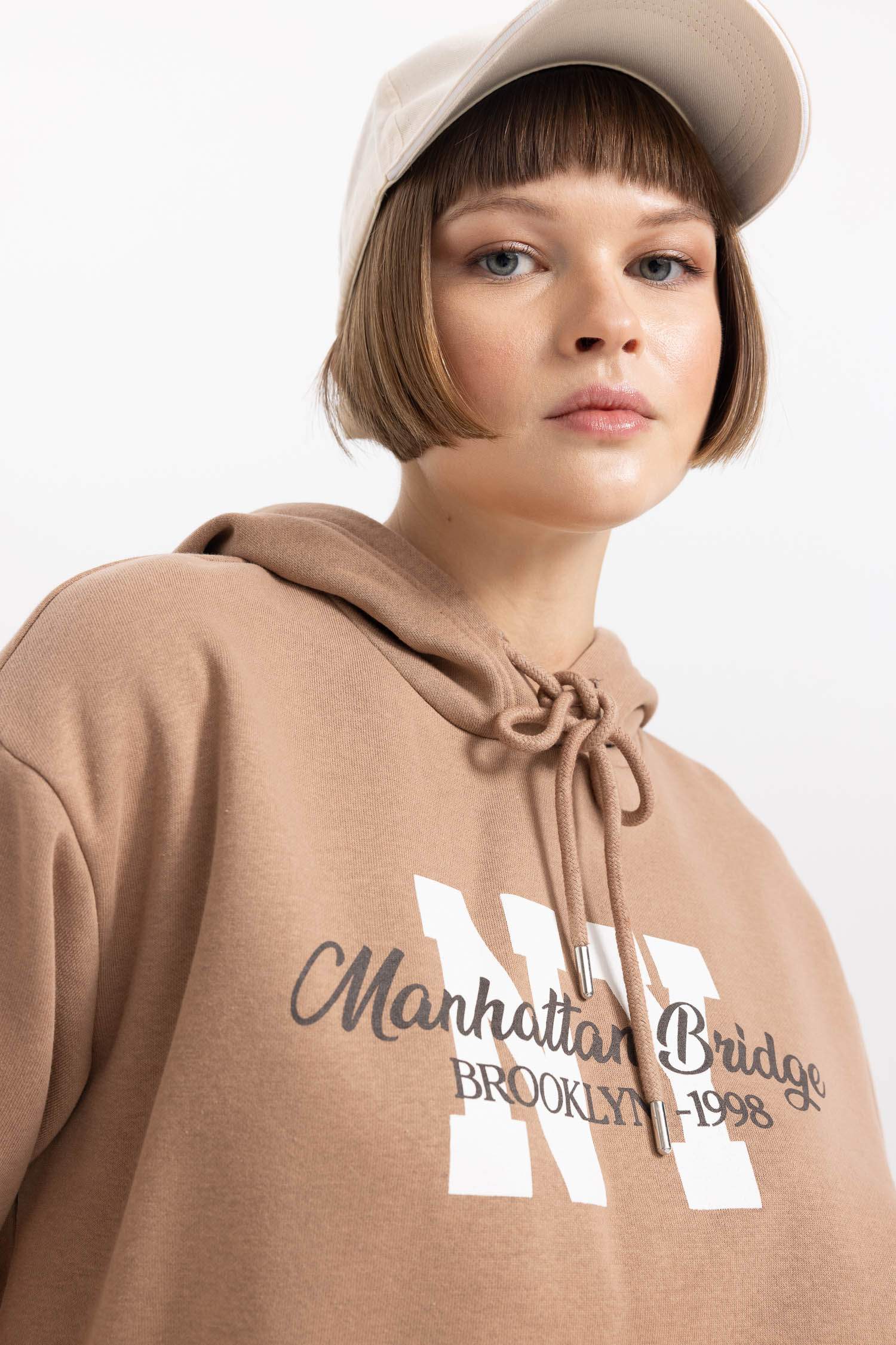 Relax Fit Hooded Thick Sweatshirt Fabric Sweatshirt