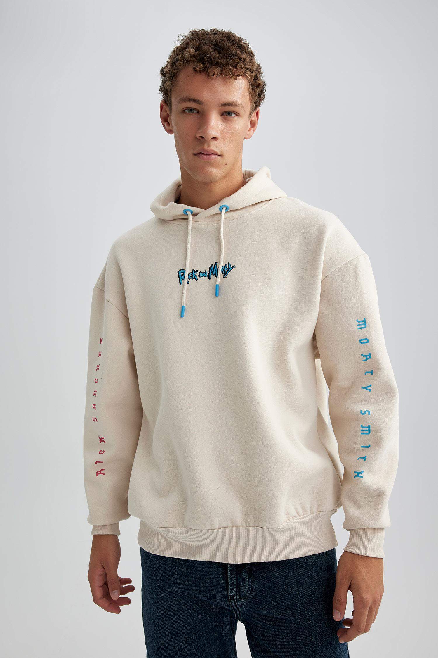 Rick and Morty Oversize Fit Bisiklet Yaka Sırt Baskılı Sweatshirt