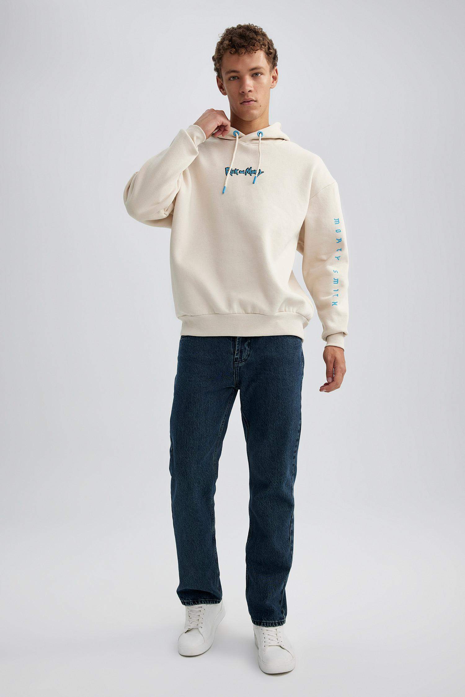 Rick and Morty Oversize Fit Bisiklet Yaka Sırt Baskılı Sweatshirt