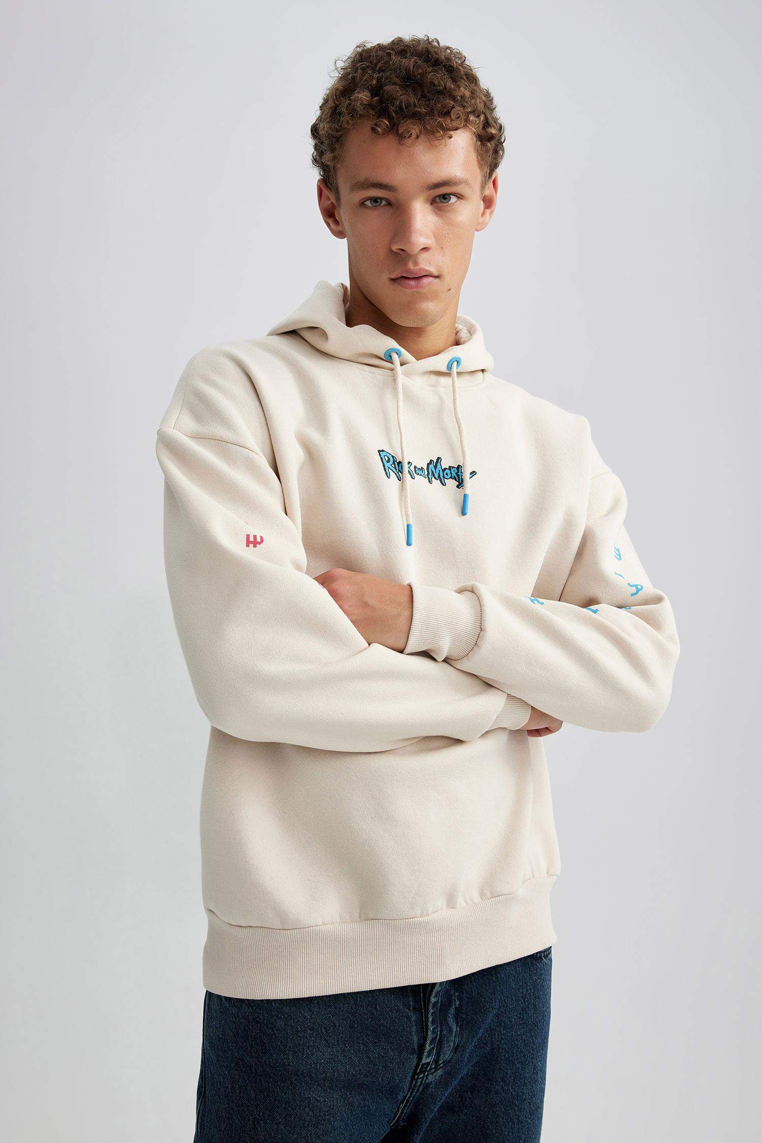 Rick and Morty Oversize Fit Bisiklet Yaka Sırt Baskılı Sweatshirt