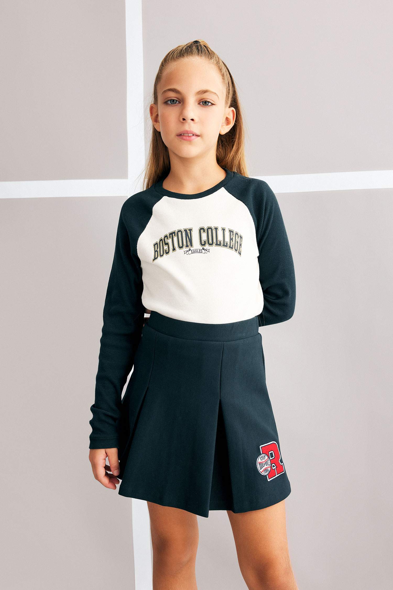 Қыздарға дөңгелек жаға ұзын жеңді Ұзын жеңді футболка