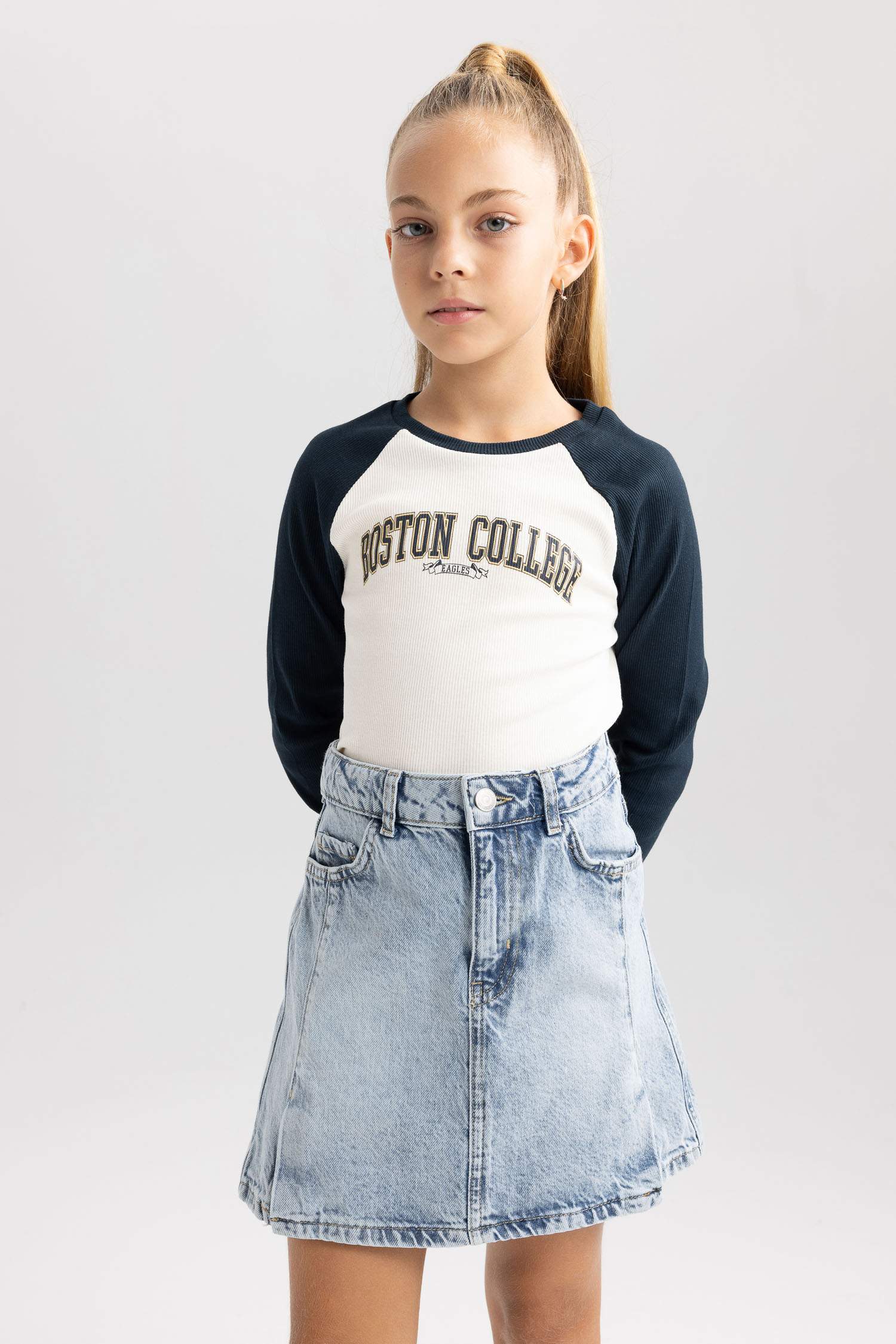 Қыздарға дөңгелек жаға ұзын жеңді Ұзын жеңді футболка