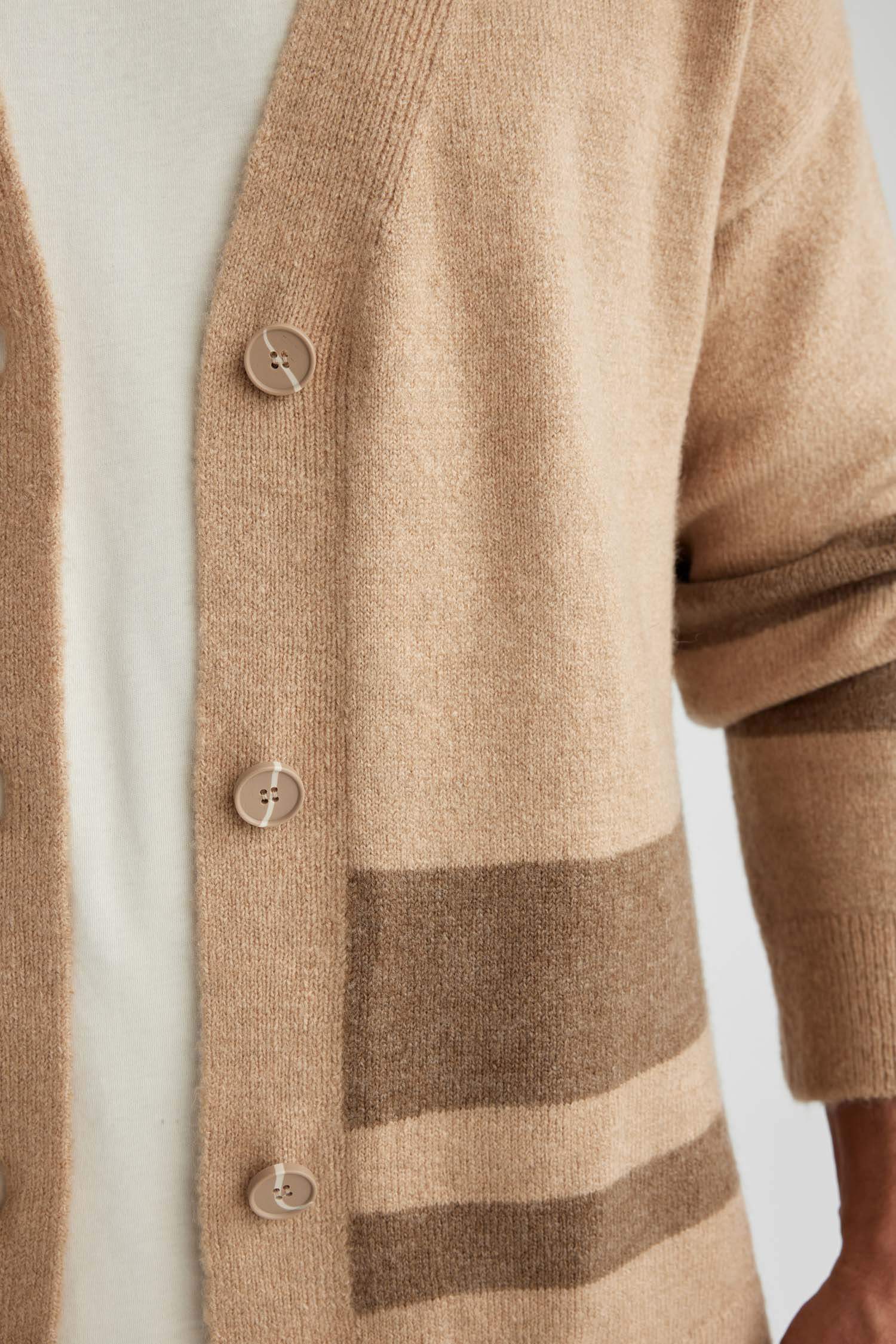 جاكيت صوف تريكو قصة مريحة بياخة V