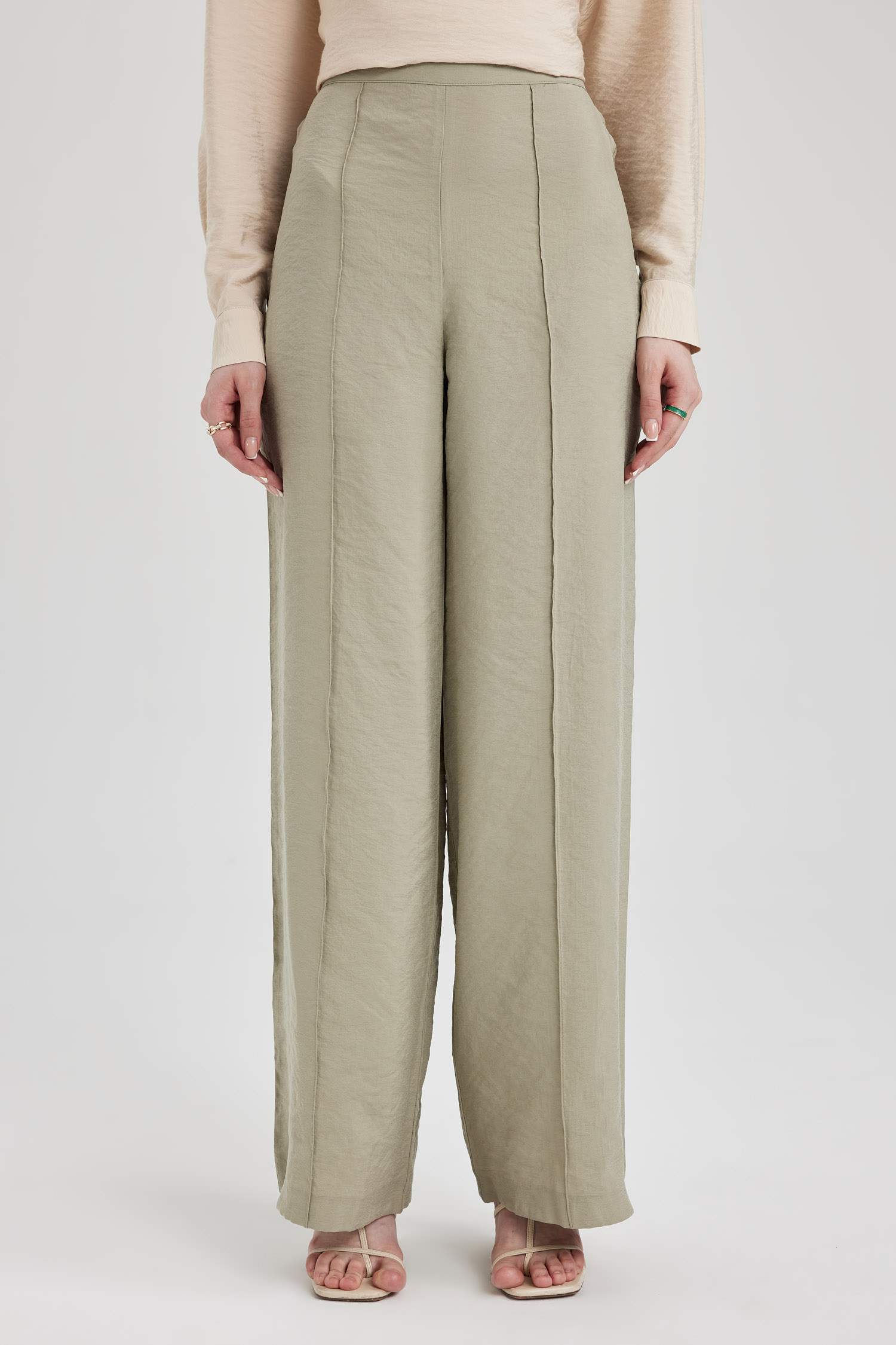 Khaki WOMEN Palazzo Pants 2848988 DeFacto