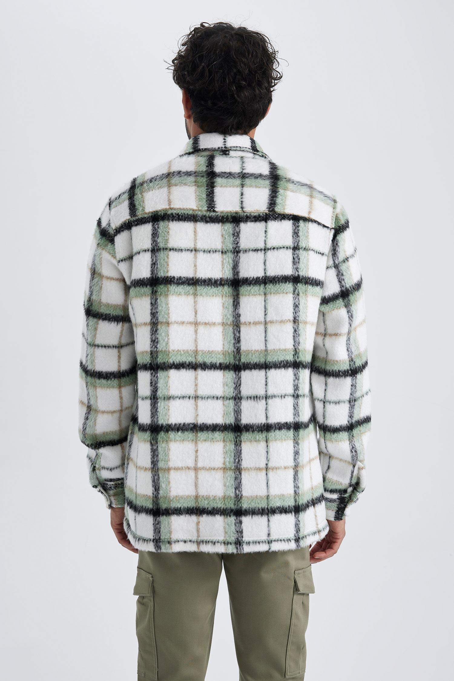 جاكيت قميص كاروهات بقصة عادية بياخة بولو