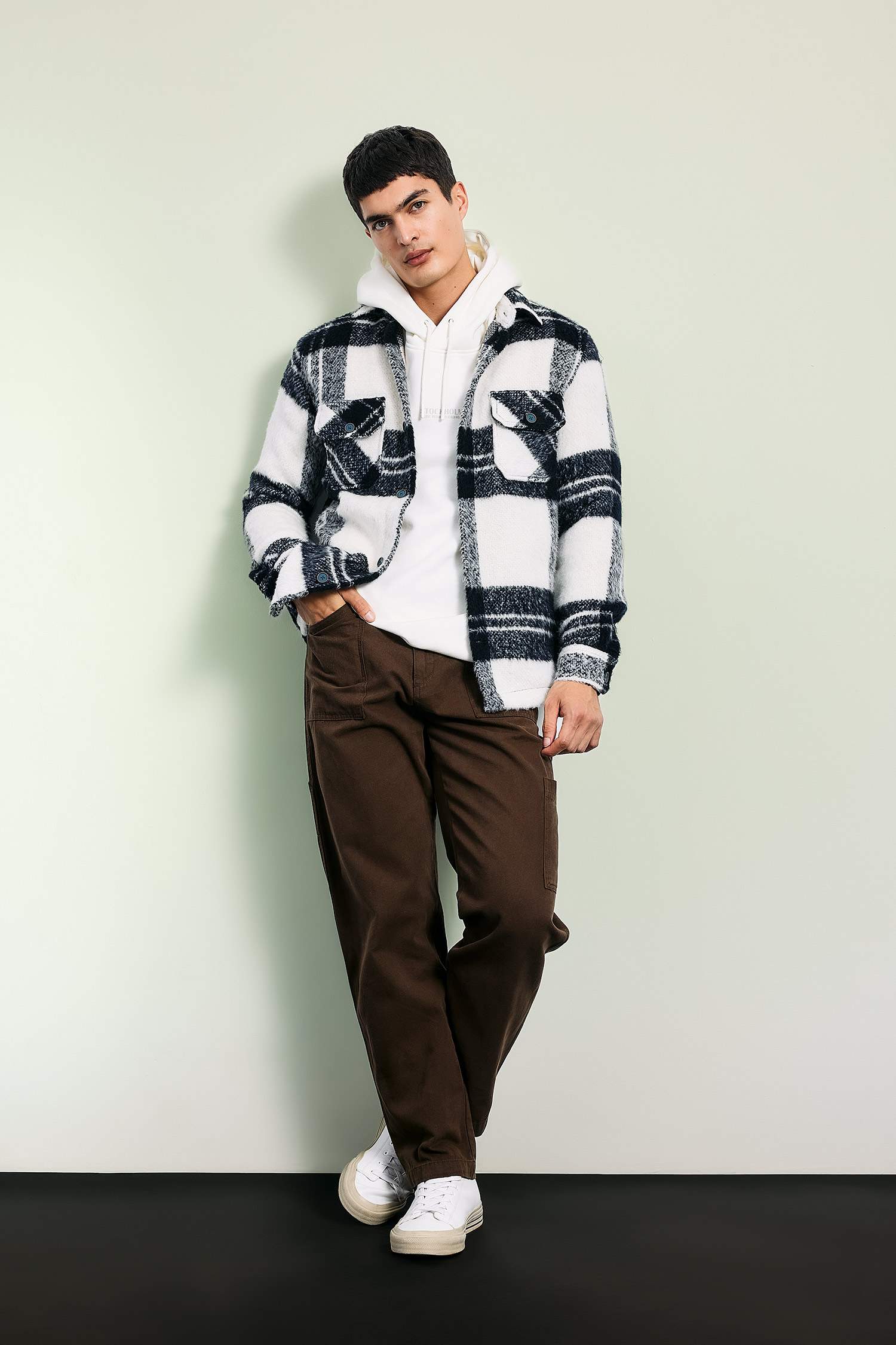 Regular Fit Polo Neck Long Sleeve Shirt Jacket