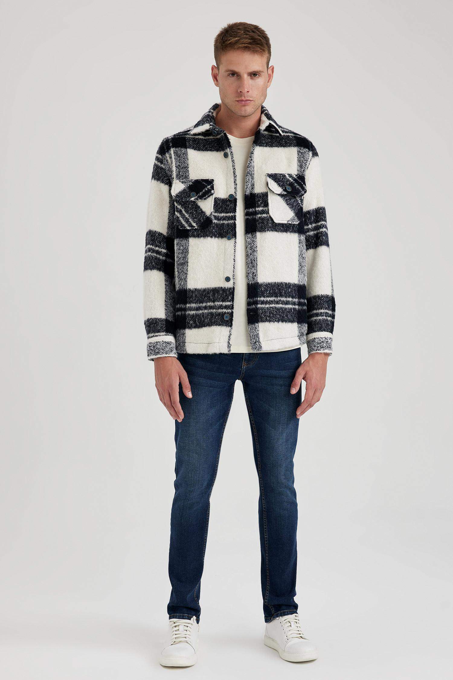 Regular Fit Polo Neck Long Sleeve Shirt Jacket