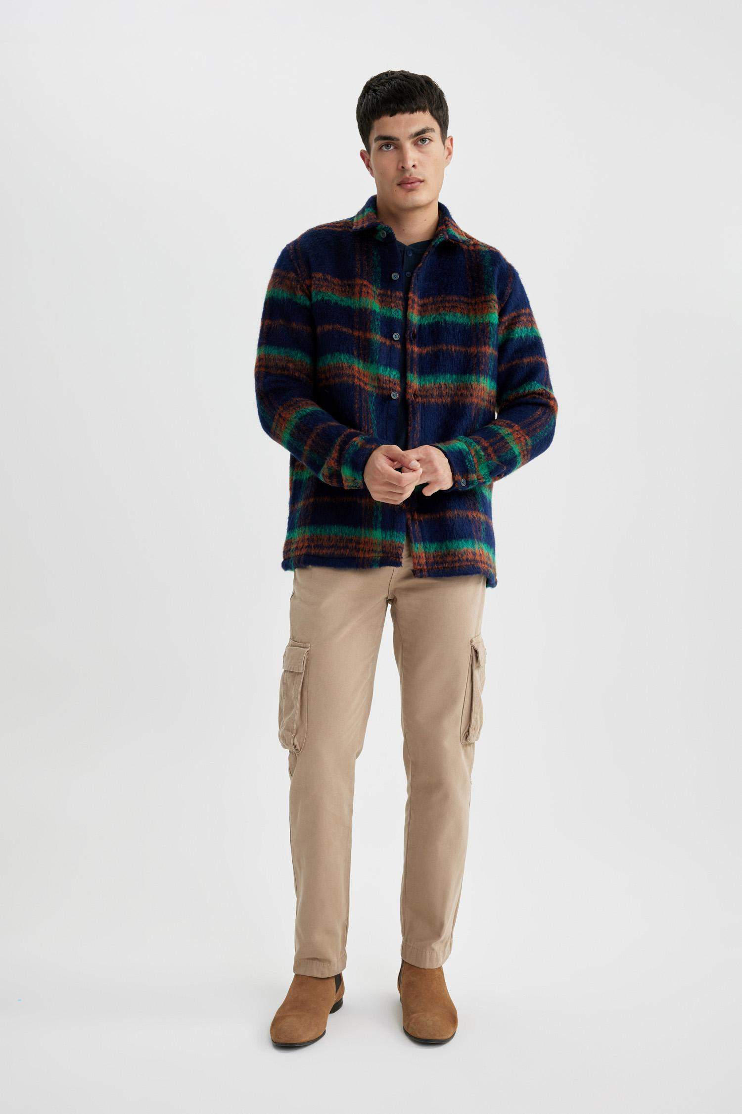 جاكيت قميصي كاروهات قصة عادية بياخة بولو