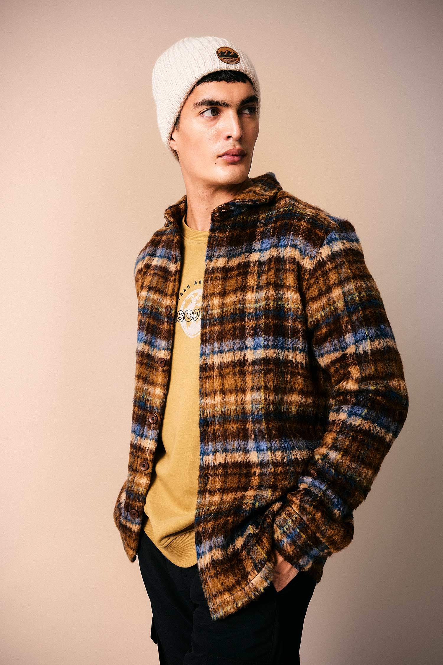 Polo Yaka Düğmeli Kareli Uzun Kollu Gömlek Ceket