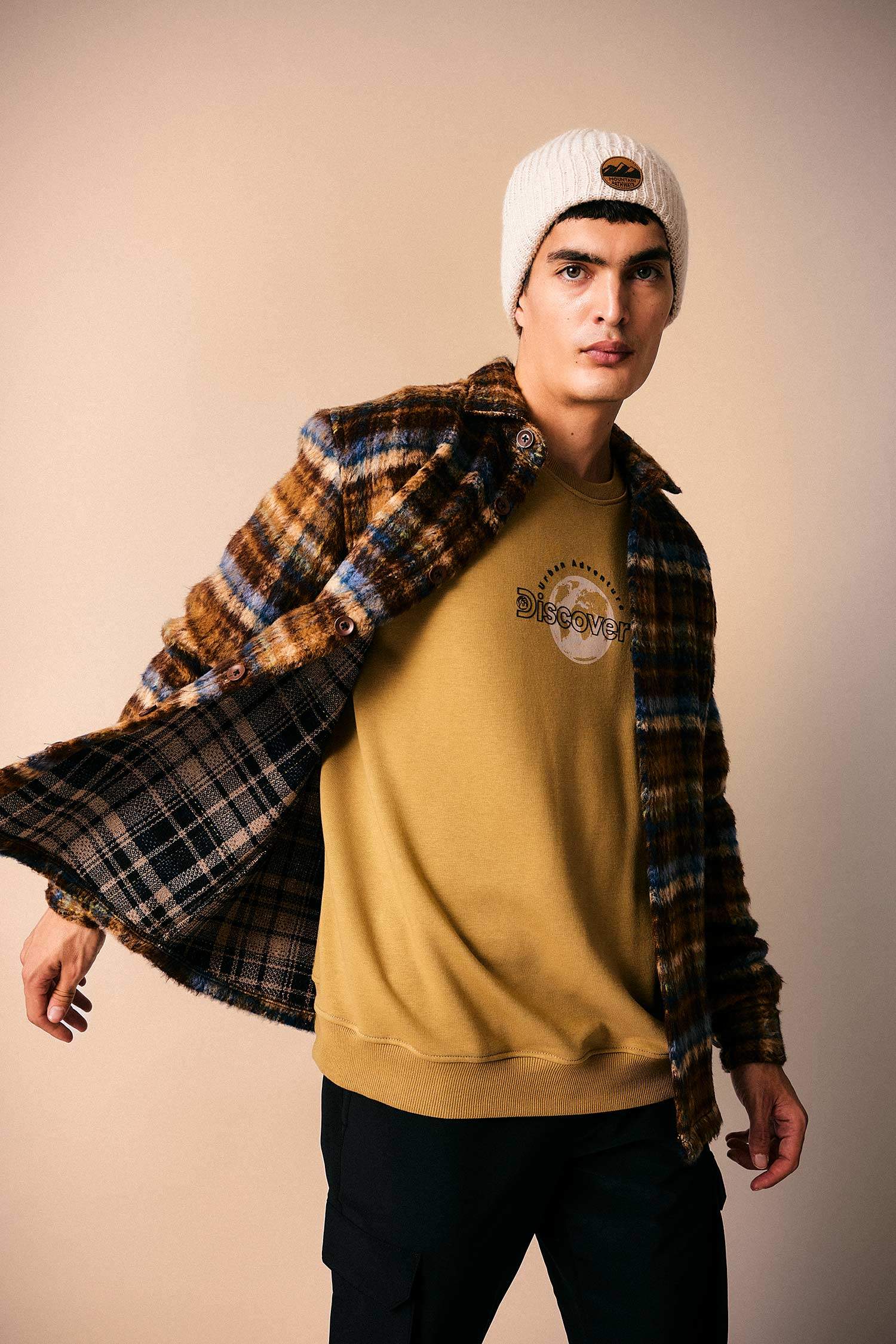 Polo Yaka Düğmeli Kareli Uzun Kollu Gömlek Ceket