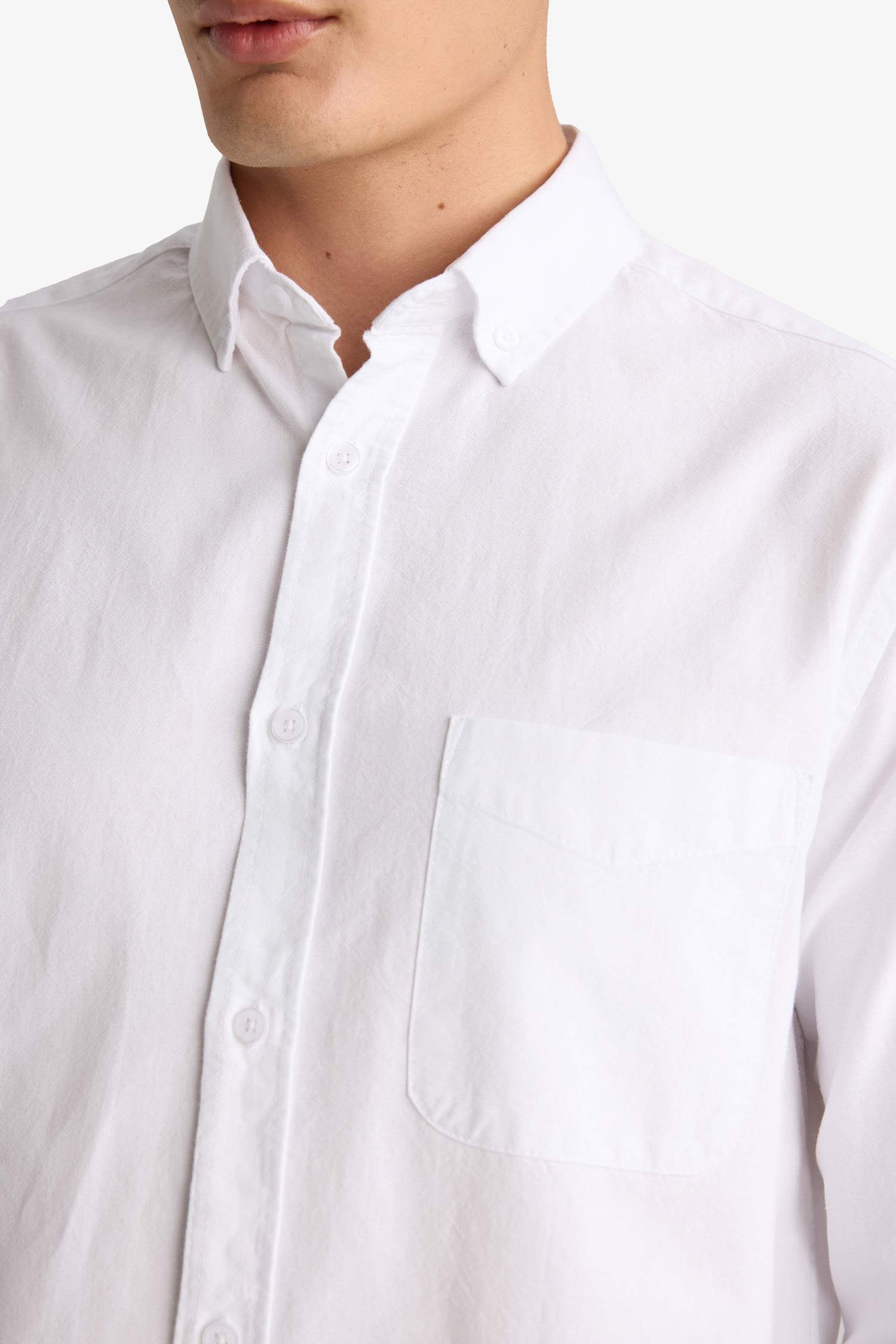 قميص بولو ردن طويل أوكسفورد قصة عادية