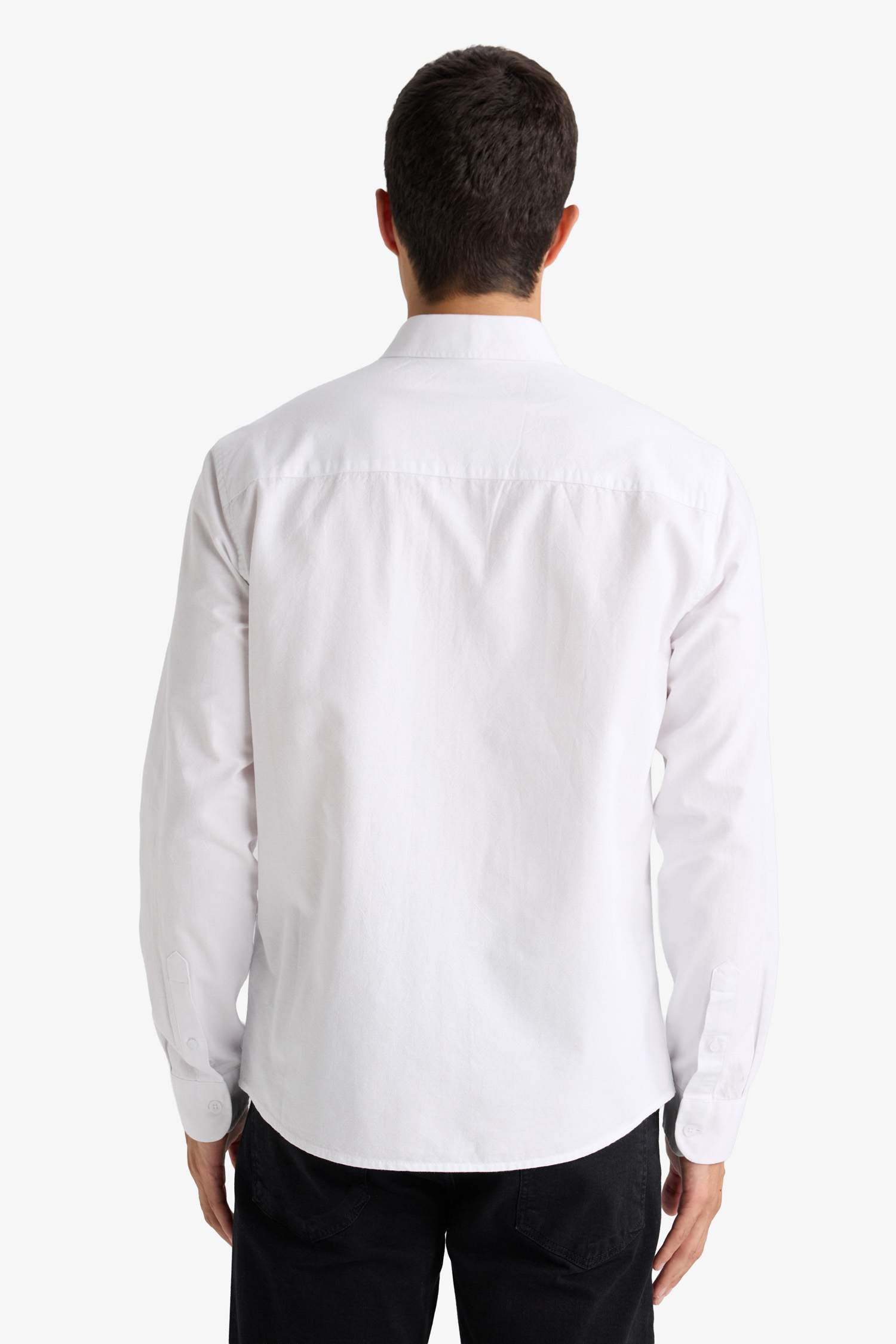 قميص بولو ردن طويل أوكسفورد قصة عادية