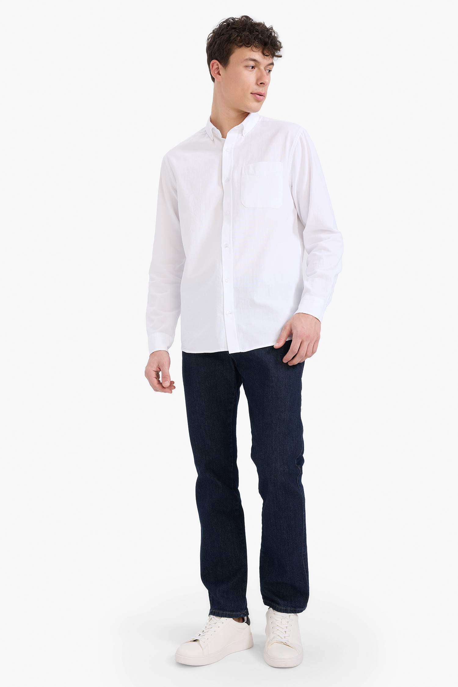 Regular Fit Polo Shirt Oxford Long Sleeve Shirt