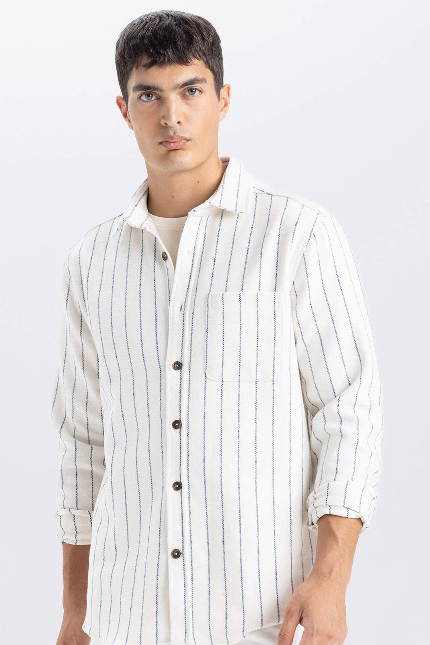 Regular Fit Polo Yaka Çizgili Oduncu Uzun Kollu Gömlek