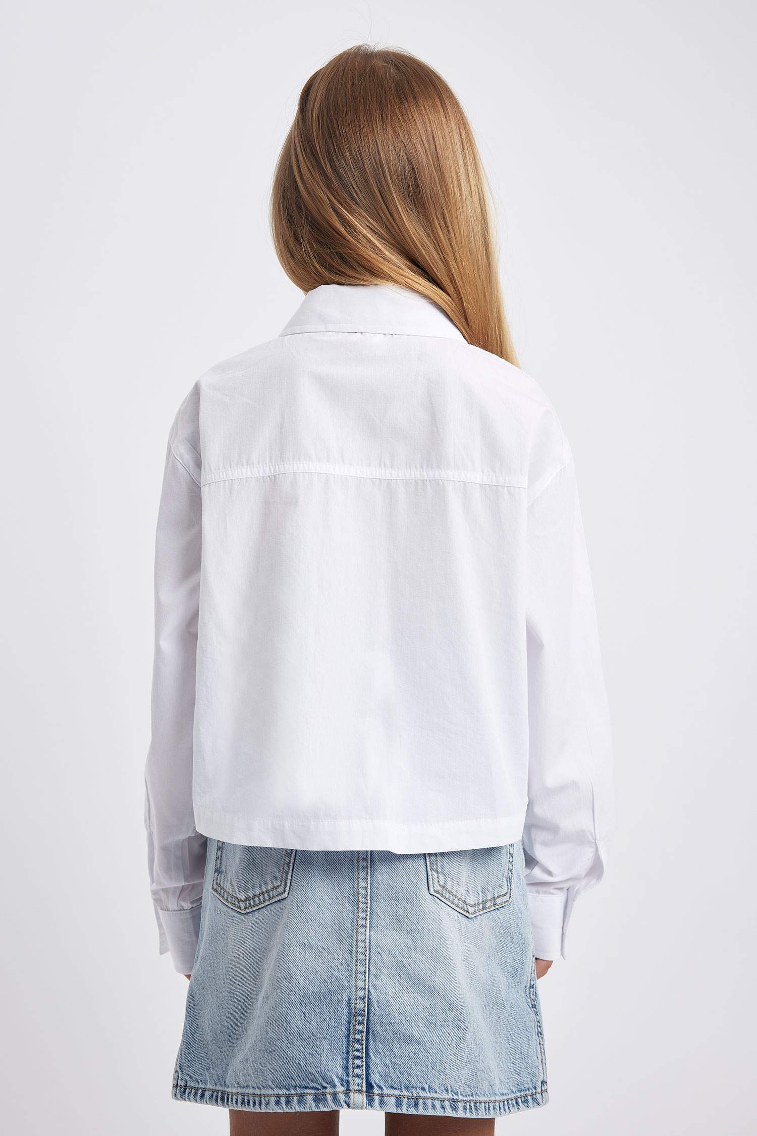 قميص كروب بناتي بوبلين كم طويل