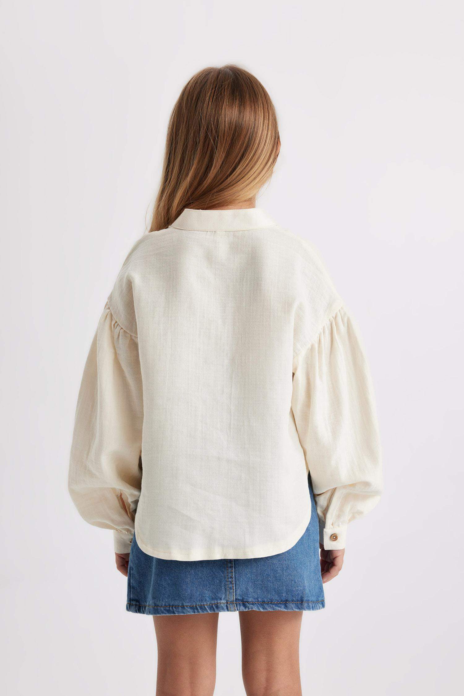 Рубашка свободного кроя с длинным рукавом для девочек