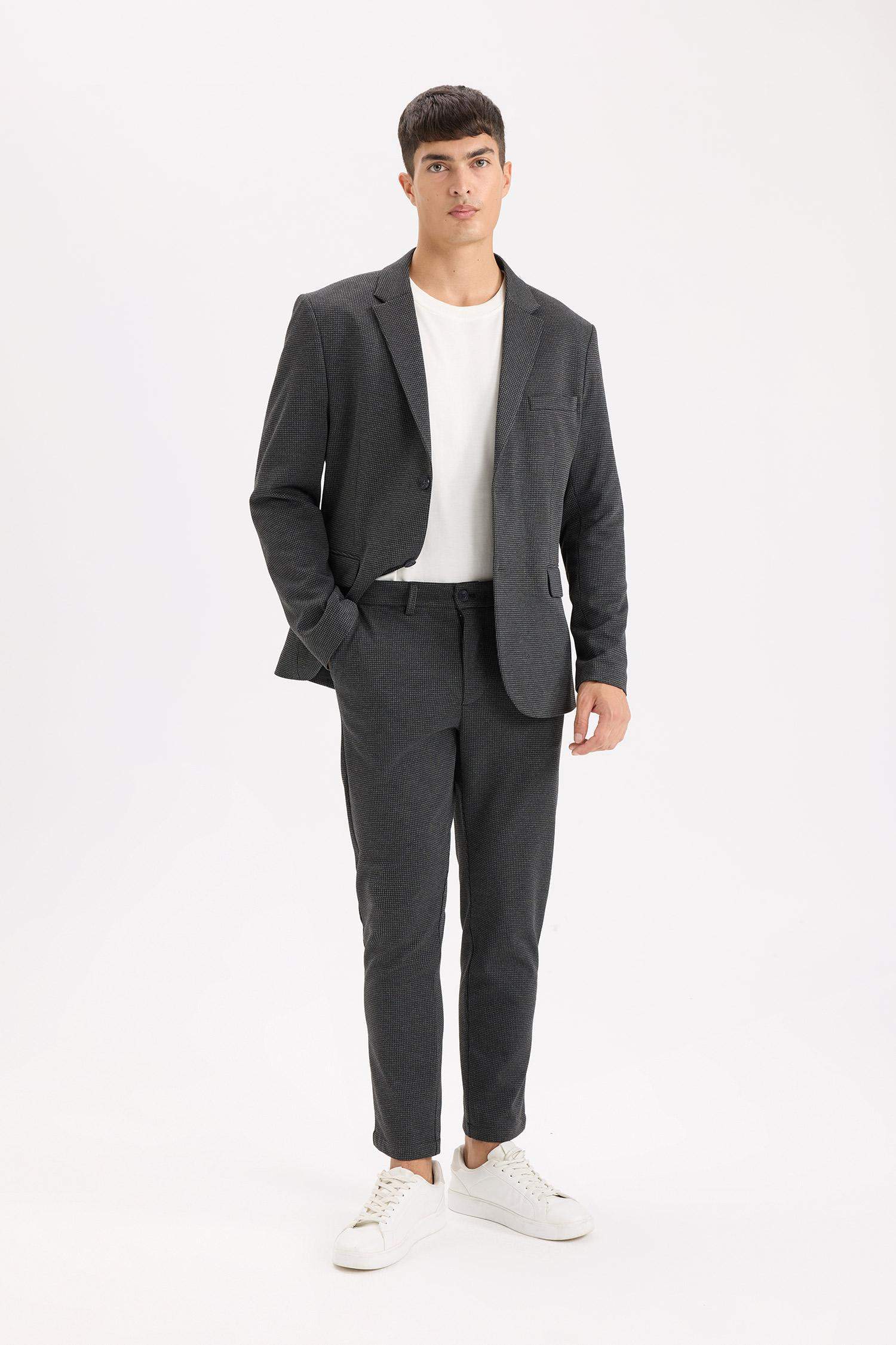 Tailored Regular Fit Pocketed Gabardine Trousers